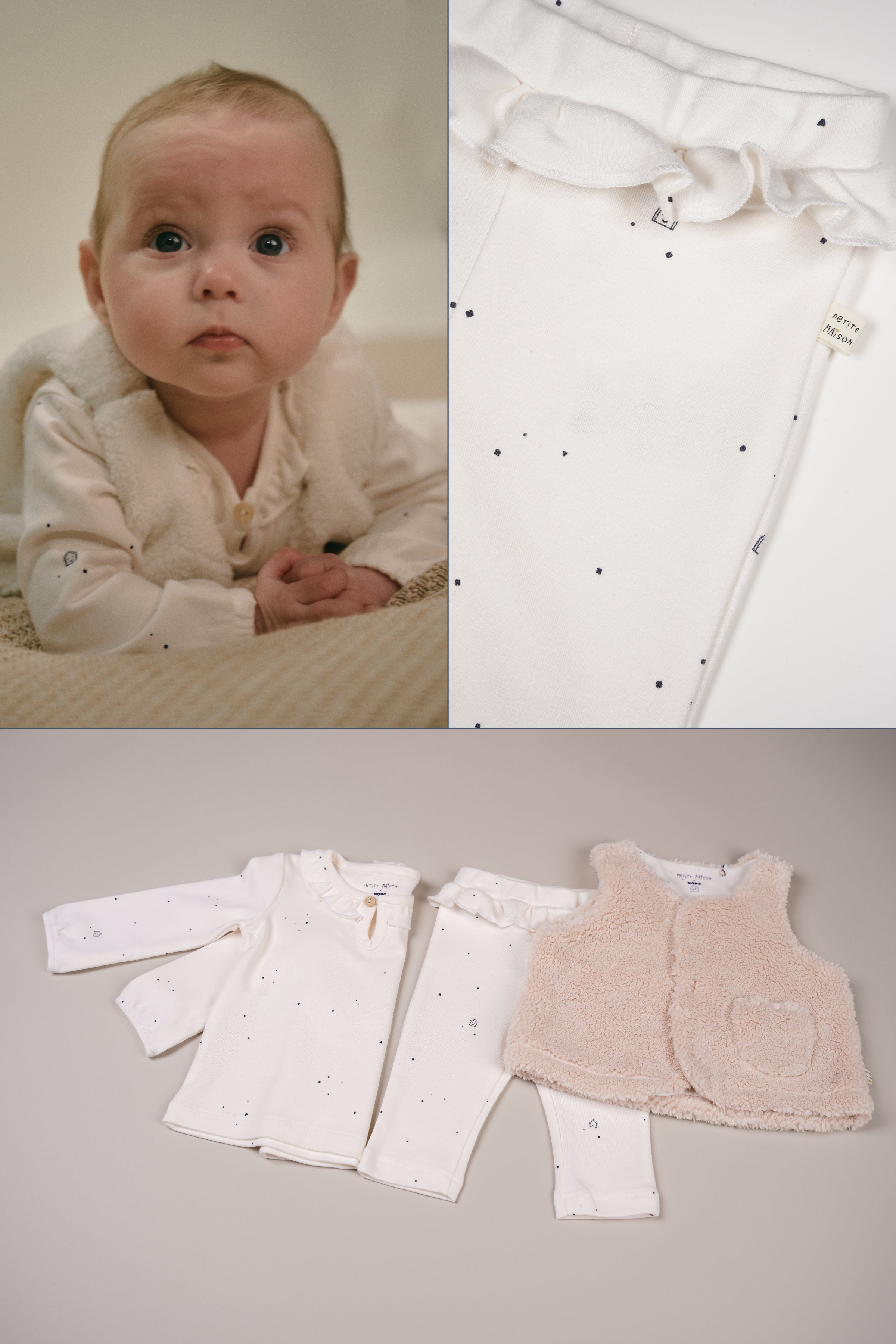 Petite Maison Skyler Jersey Broek met Ruffle AOP Navy