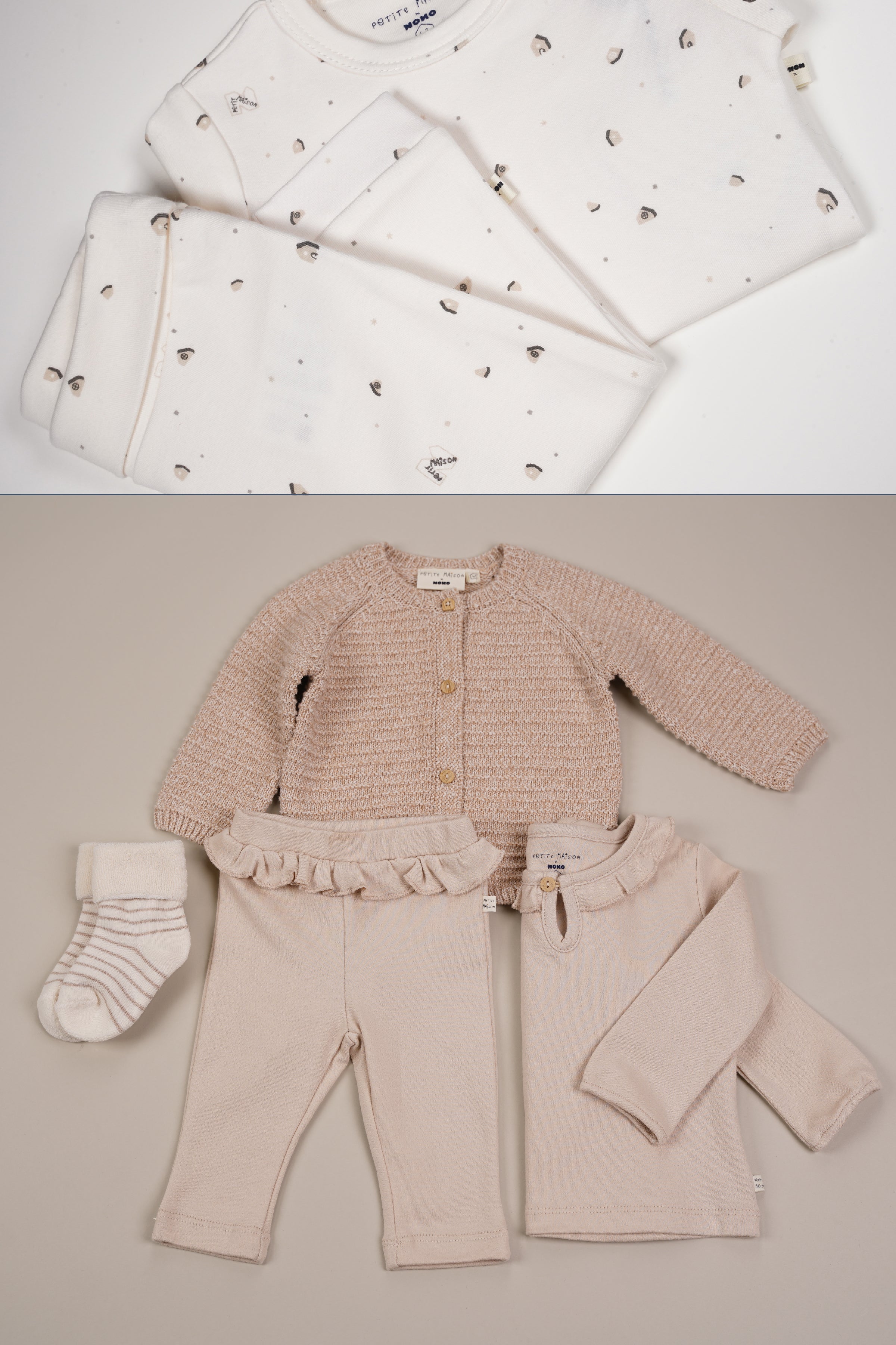 Petite Maison Skyler Jersey Broek met Ruffle Oatmeal