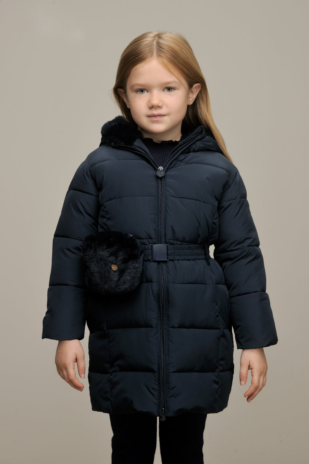 LE CHIC ♥ BIRDO ♥ furry bag & belt coat *Blue Navy*