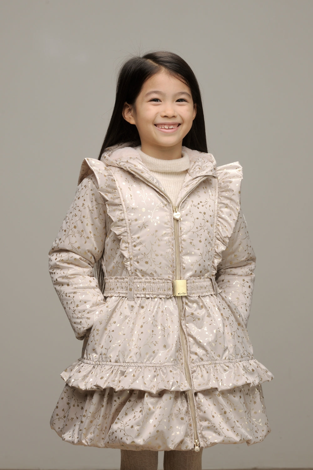 LE CHIC ♥ BANTALLE ♥ balloon-hem coat *Pearled Ivory & Foil*
