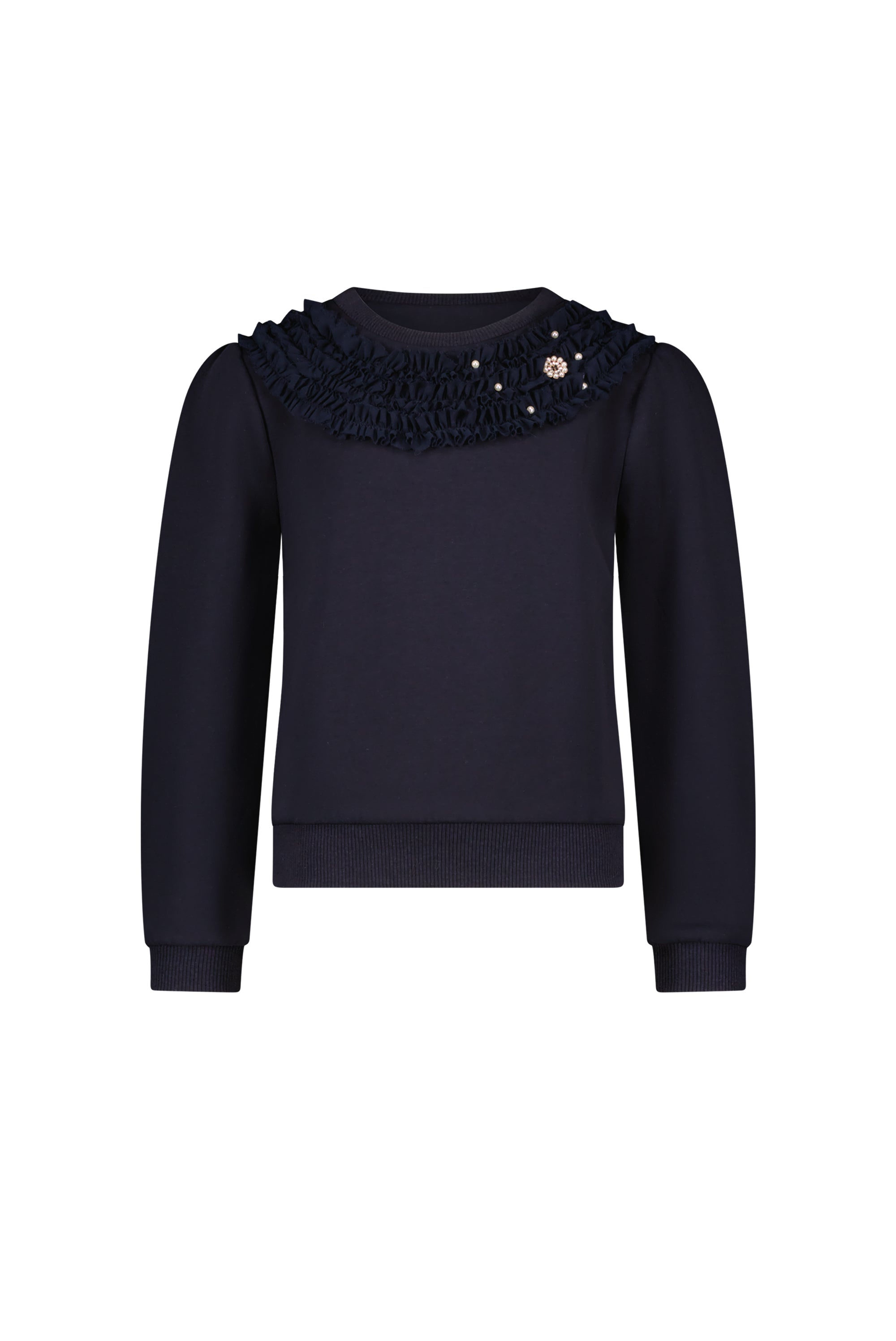 LE CHIC ♥ OCOLLY ♥ fancy ruffles sweater *Blue Navy*