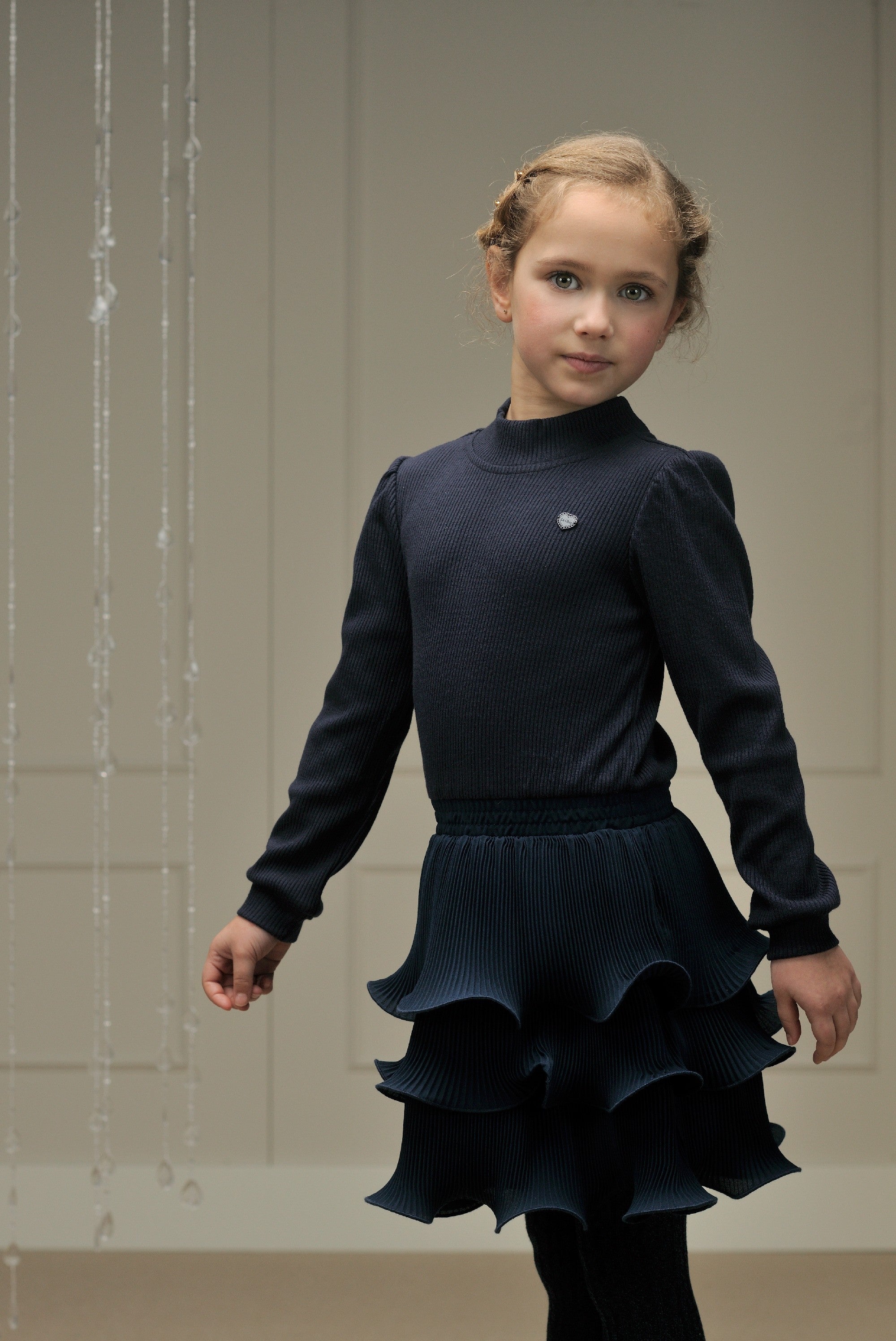 LE CHIC ♥ SONIQUE ♥ knit & plissé dress *Blue Navy*