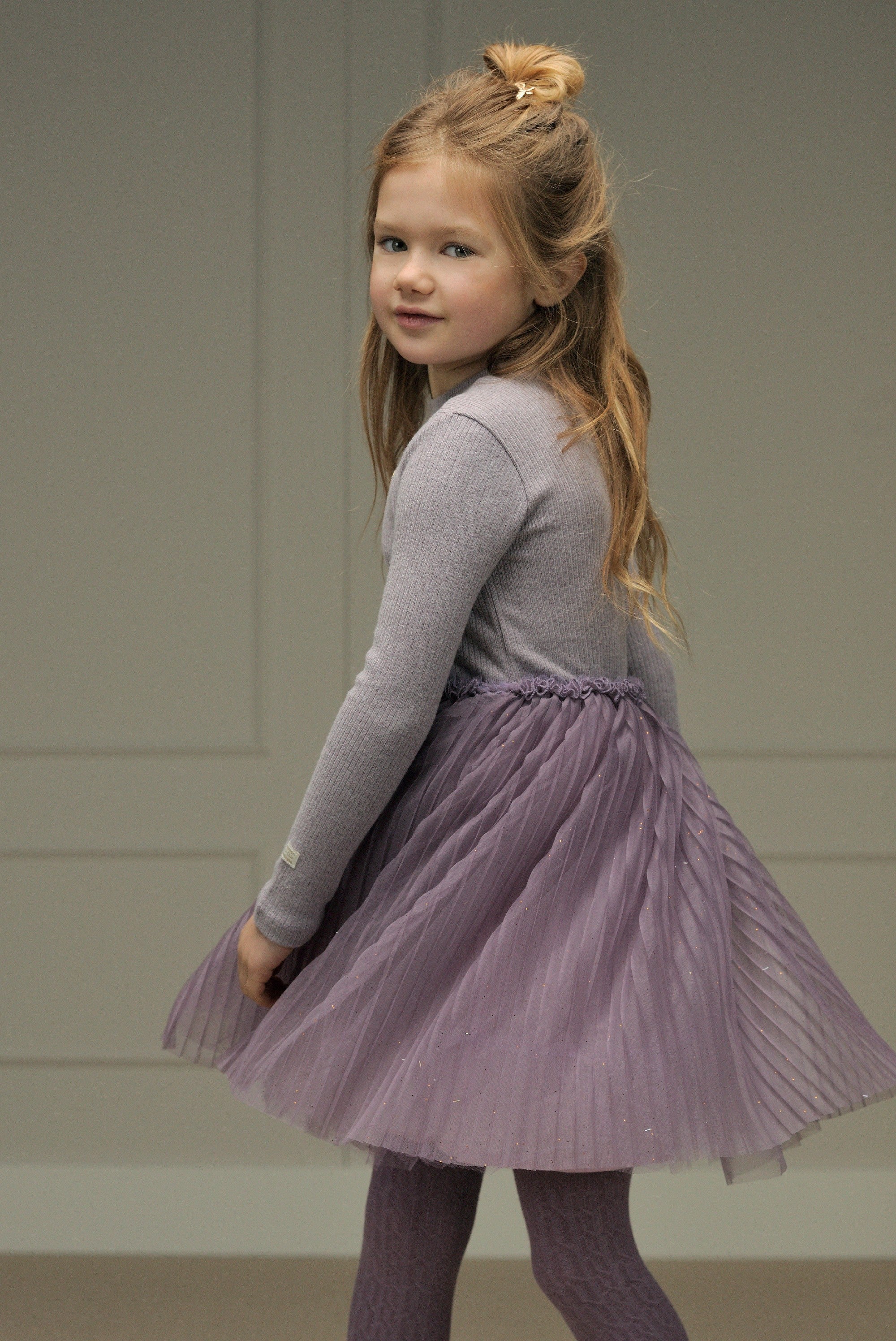 LE CHIC ♥ SMART ♥ soft knit & tule dress *Sweet Plums*