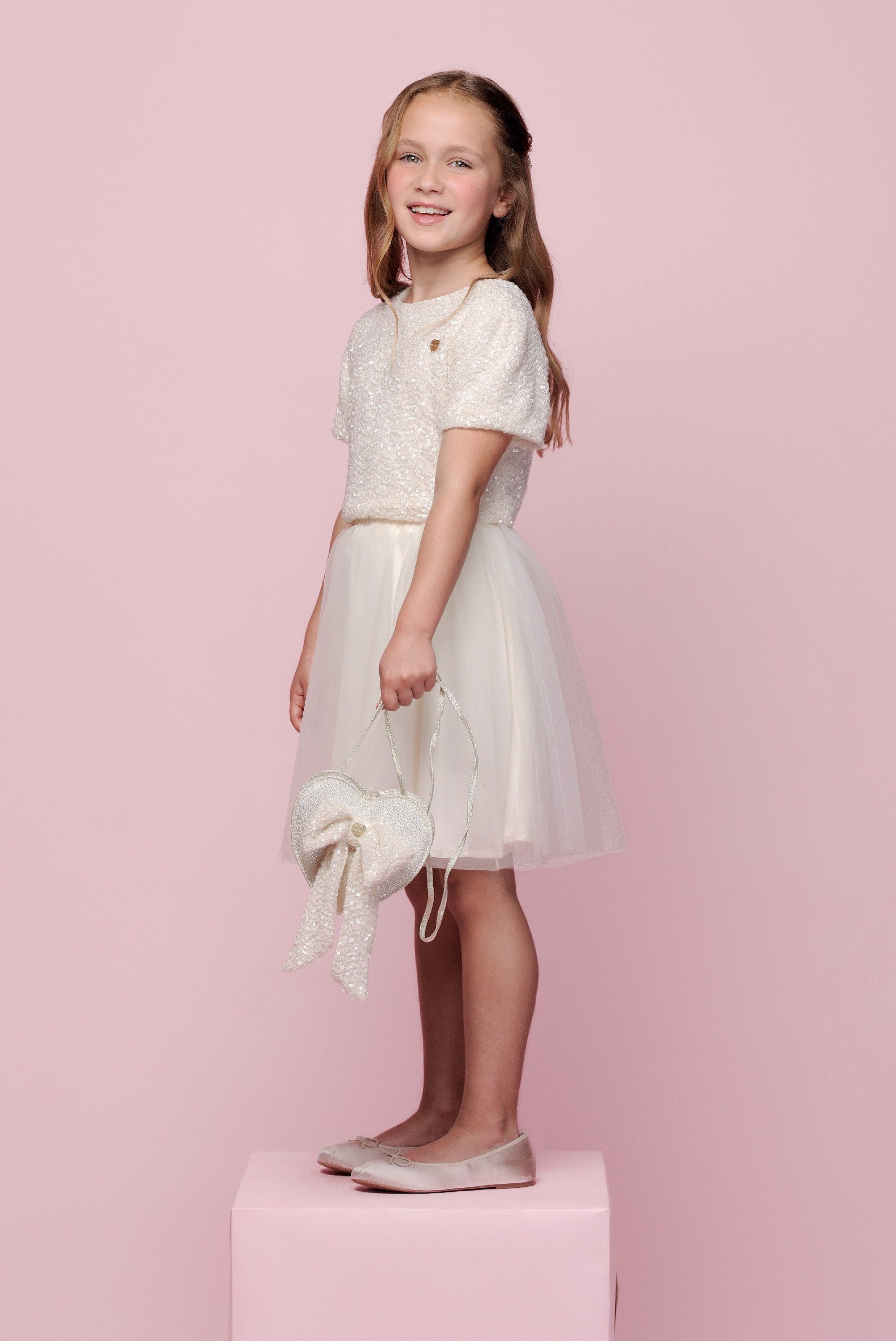 Le Chic ♥ETOILE♥ Frühlings-Paillettentop *Pearled Ivory*