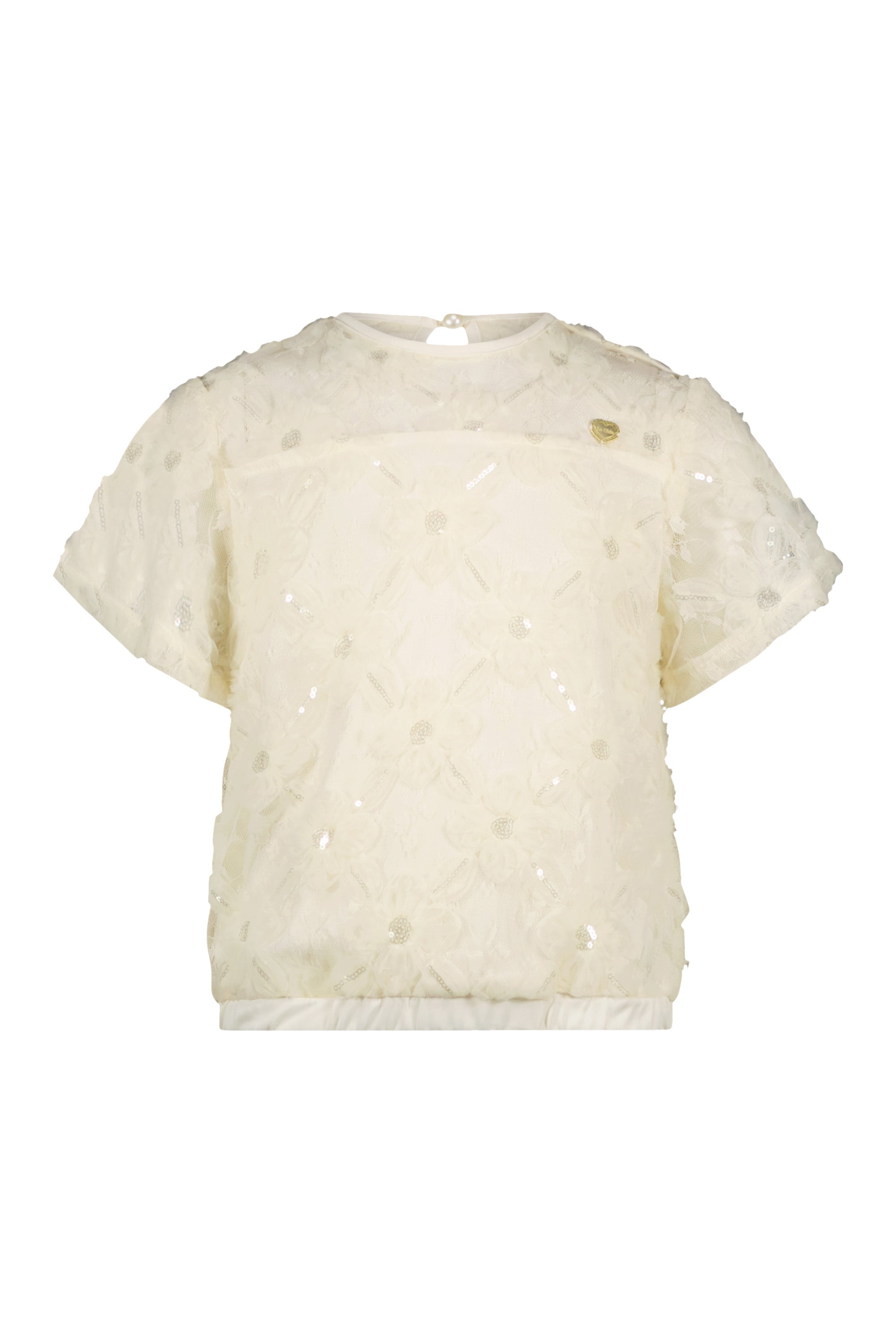 Le Chic ♥EARLYNE♥ Blumen-Netztop *Dreamy Creamy*