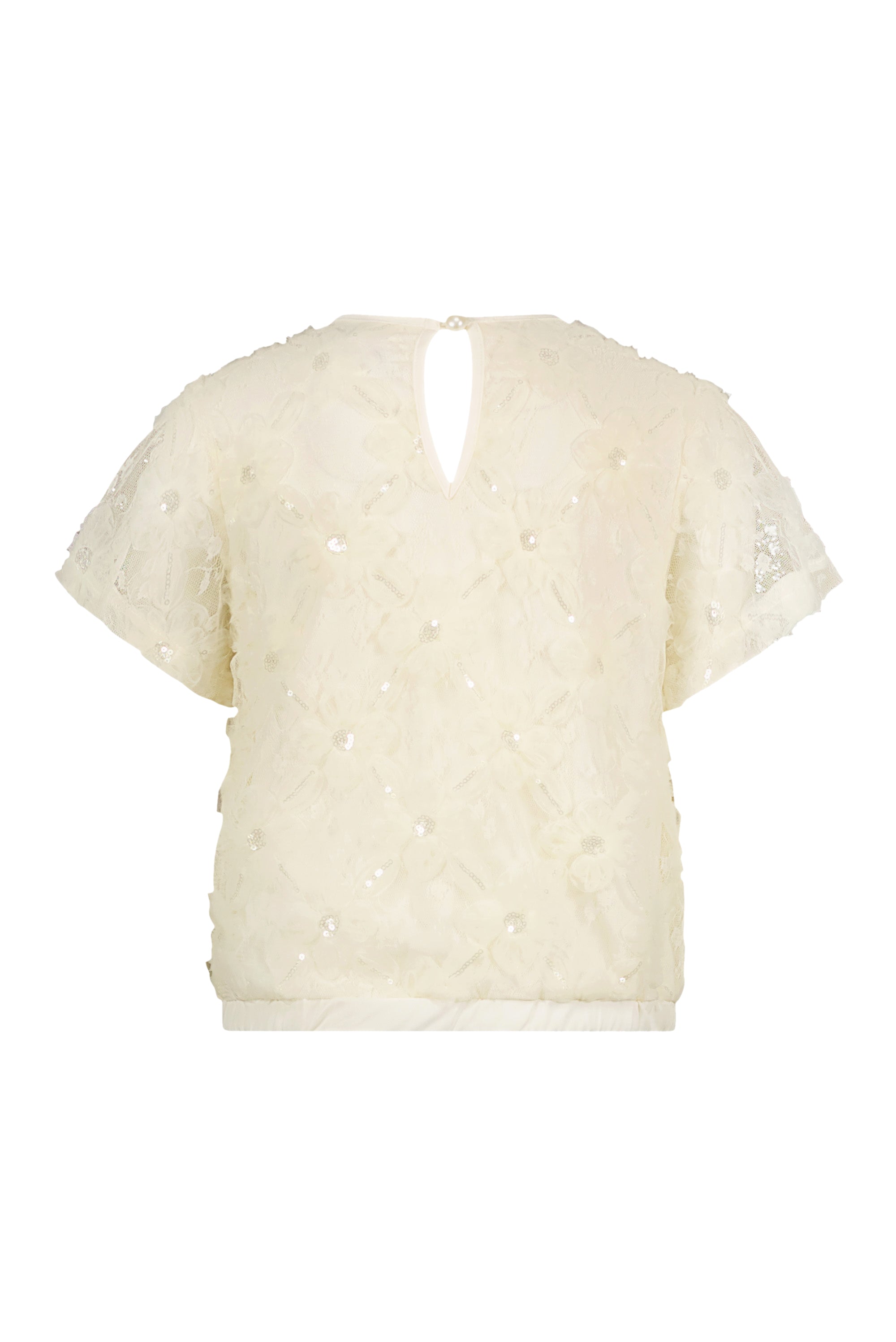 Le Chic ♥EARLYNE♥ Blumen-Netztop *Dreamy Creamy*