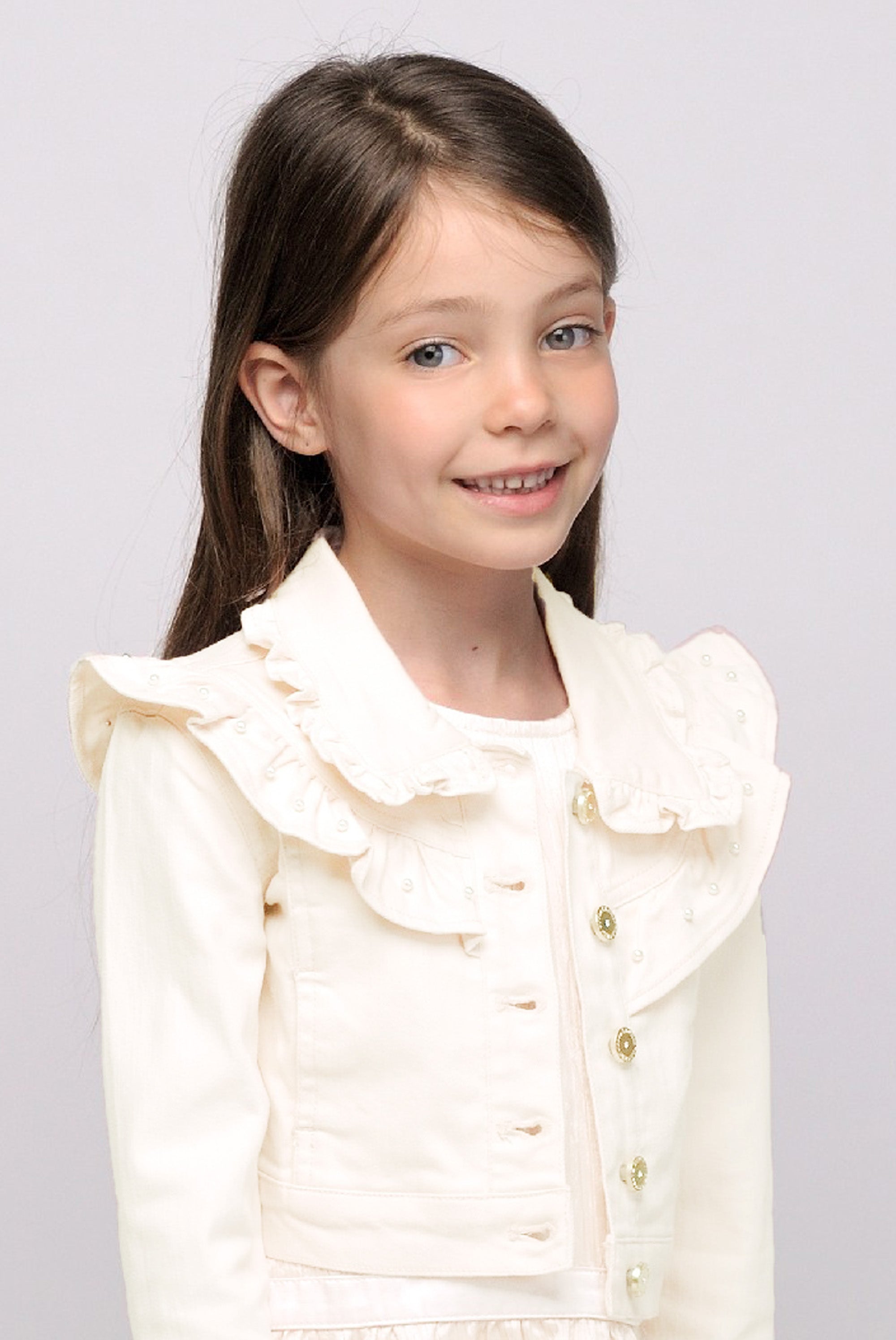 Le Chic ♥ALYSUM♥ Rüschen-Jeansjacke *Pearled Ivory*