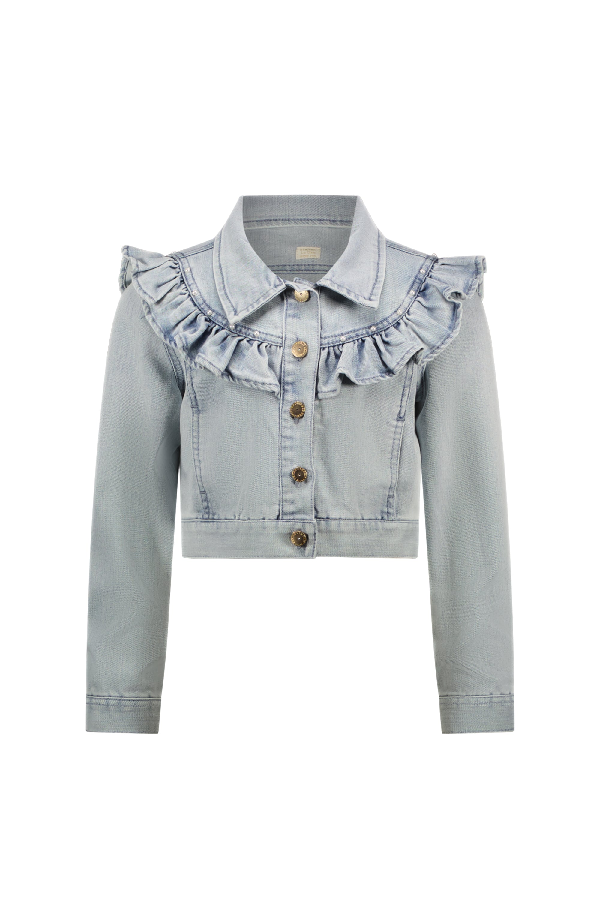 Le Chic ♥ALYSUM♥ Rüschen-Jeansjacke *Classic Light Denim*