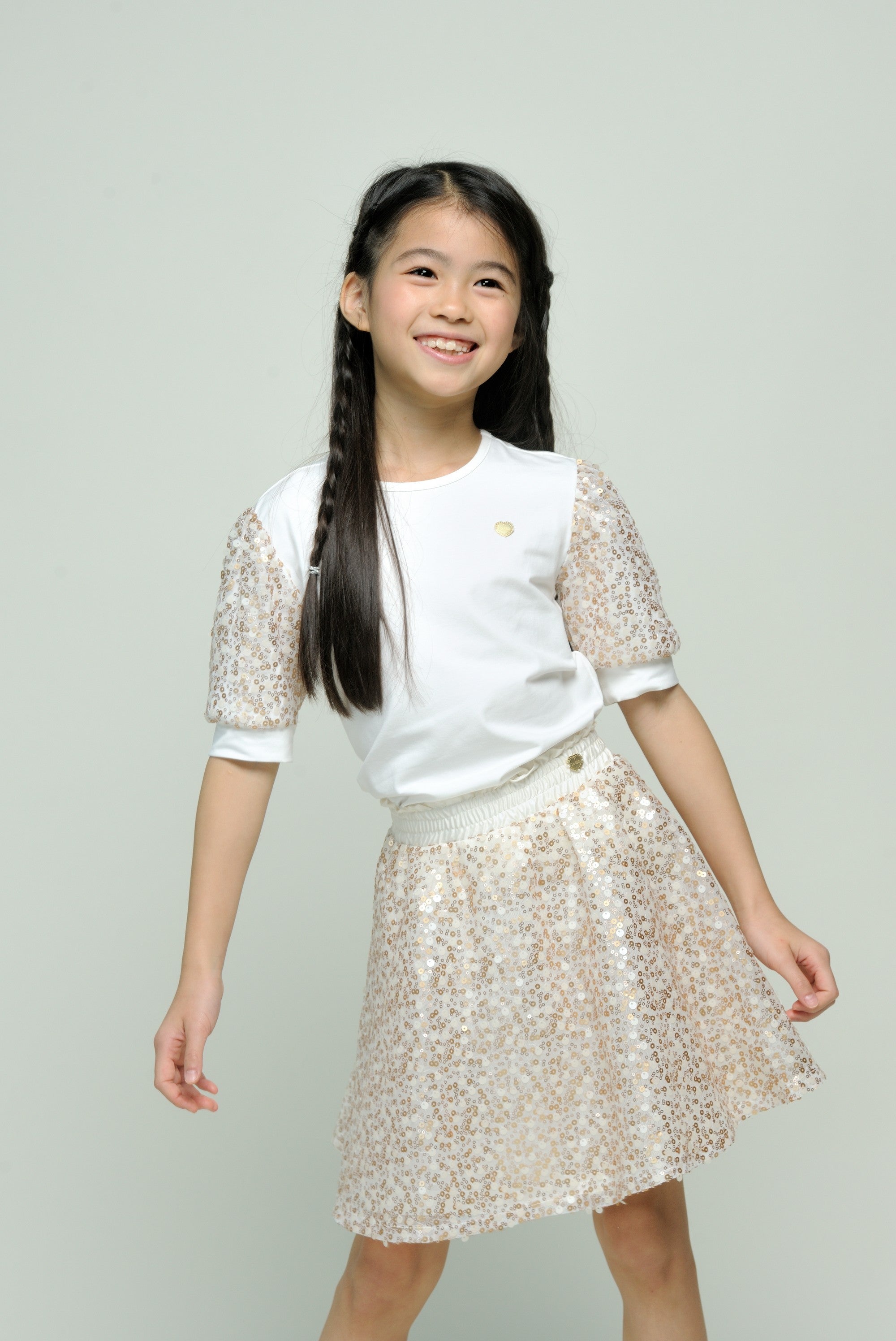 Le Chic ♥NOSHANY♥ ombre-sequins T-shirt *Off White*