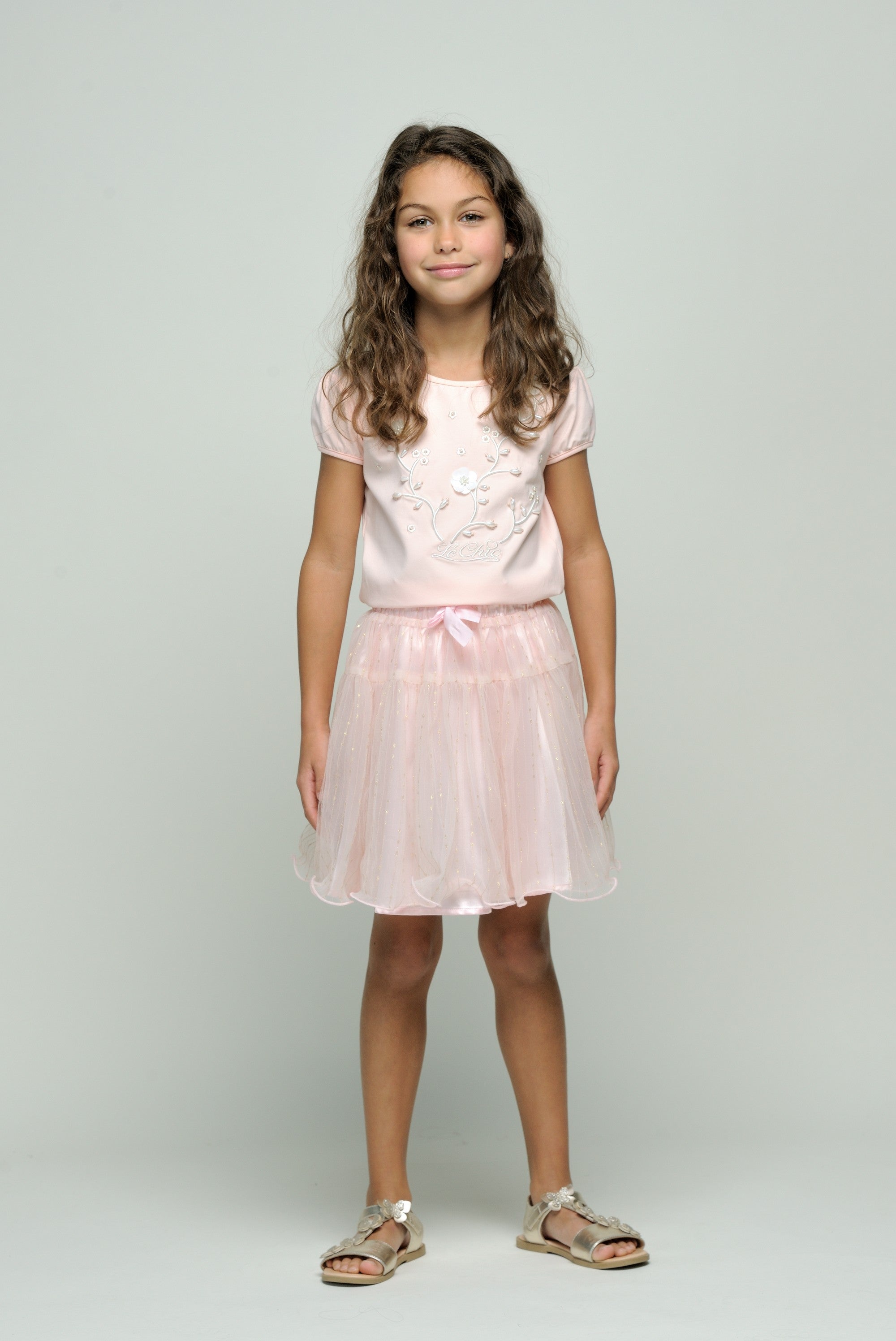 Le Chic ♥NOMMY♥ Perlen & Blumen T-Shirt *Pinky Promise*