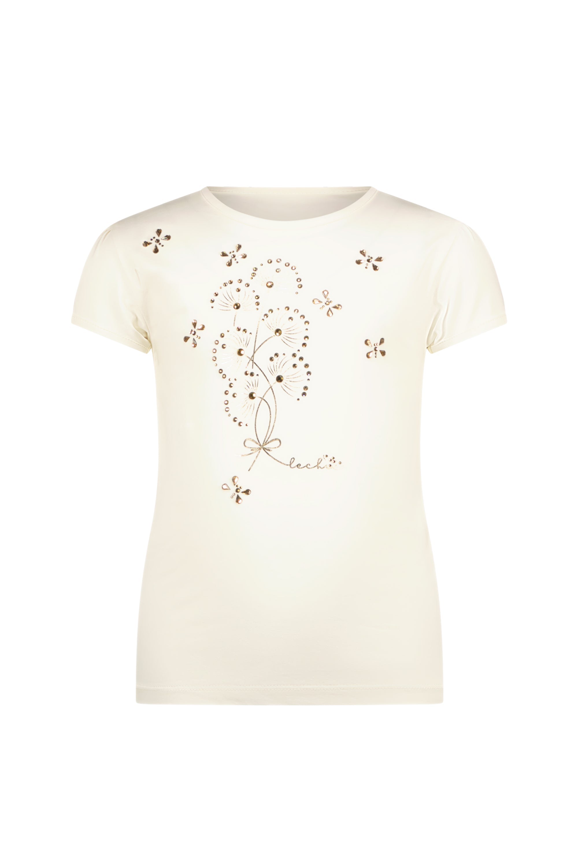 Le Chic ♥NOMMY♥ T-Shirt mit Folie und Steinen *Perlmutt-Elfenbein*