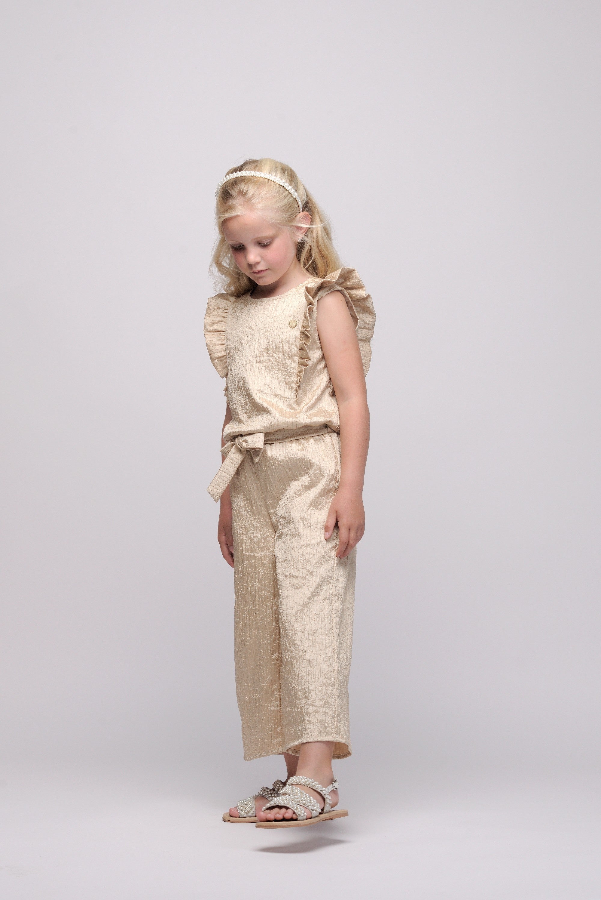 Le Chic ♥KYROLA♥ Jumpsuit aus gecrashtem Satin *Gold Rush*