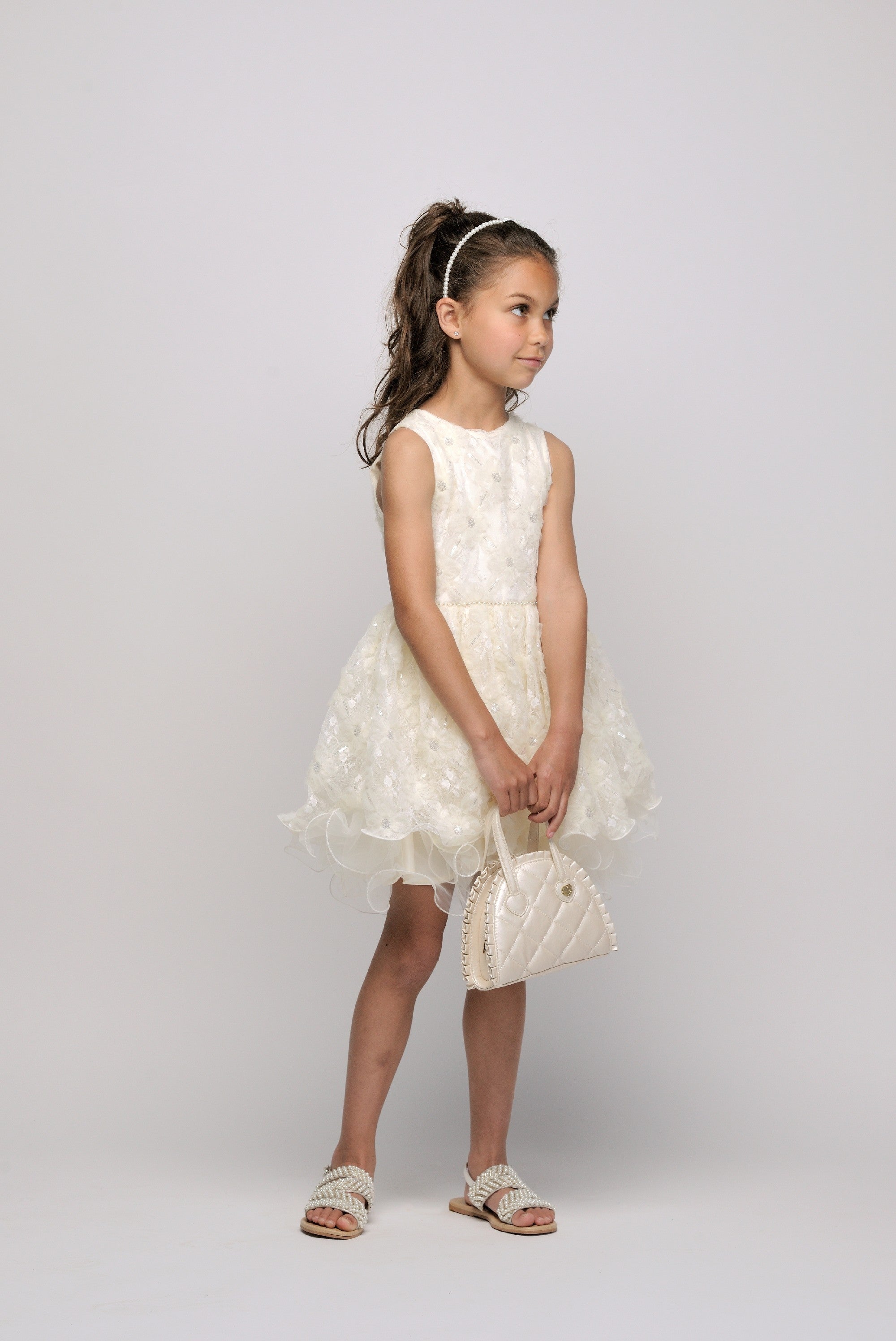 Le Chic ♥SYMRO♥ Blumennetz-Partykleid *Dreamy Creamy*