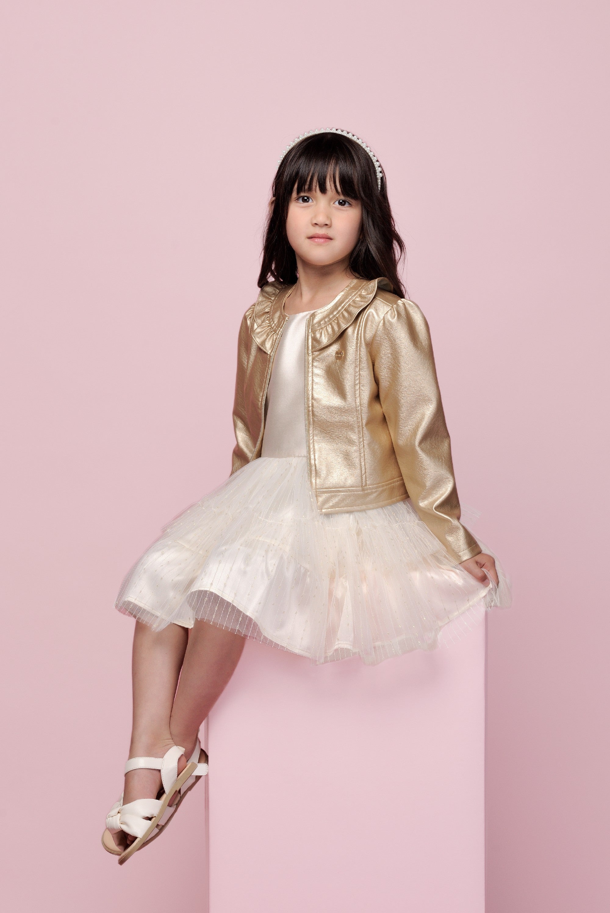 Le Chic ♥SOSUMMER♥ gold net smock dress *Gold Rush*