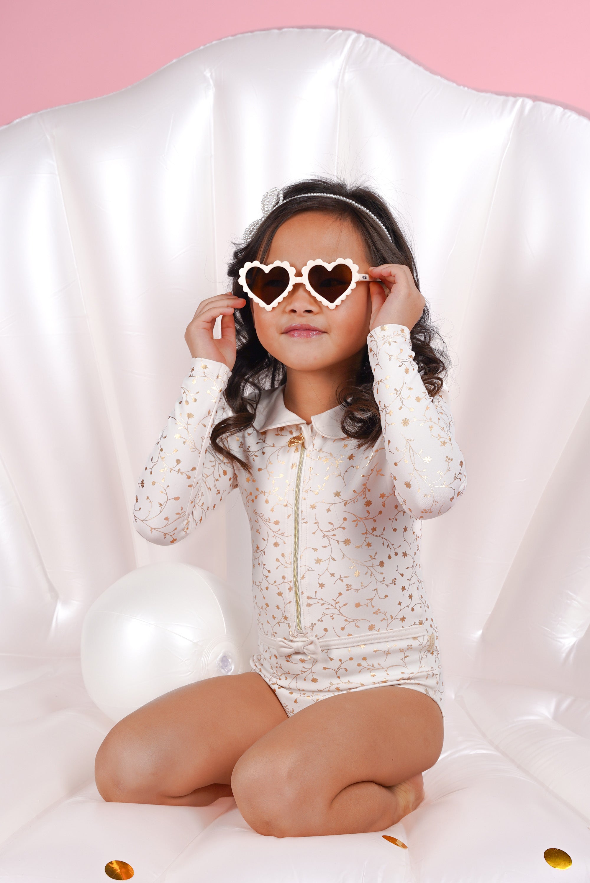 Le Chic ♥ZIARA♥ Badeanzug & Sonnenbrille *Pearled Ivory*