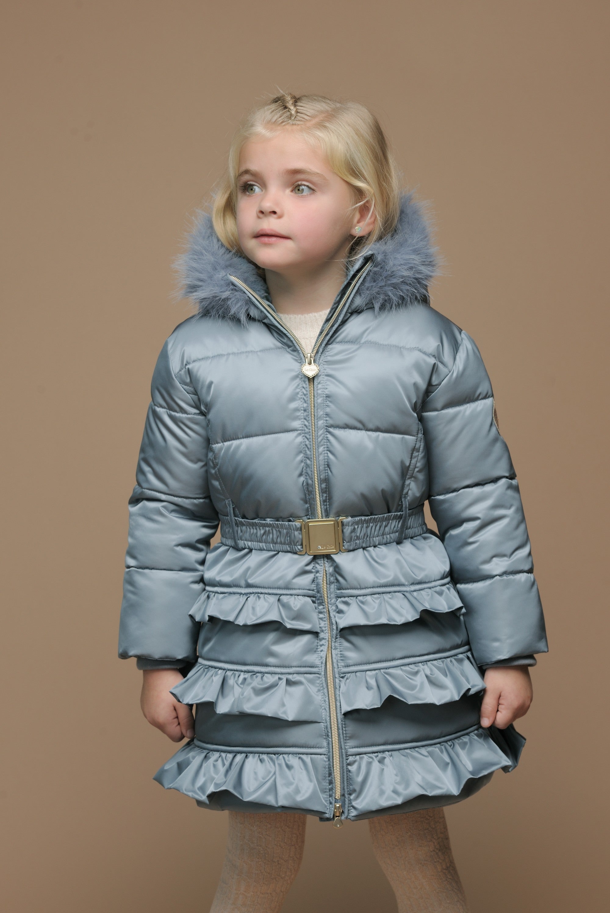 Le Chic ♥ Blight ♥ Winterjas Met Ruches *Blauw*