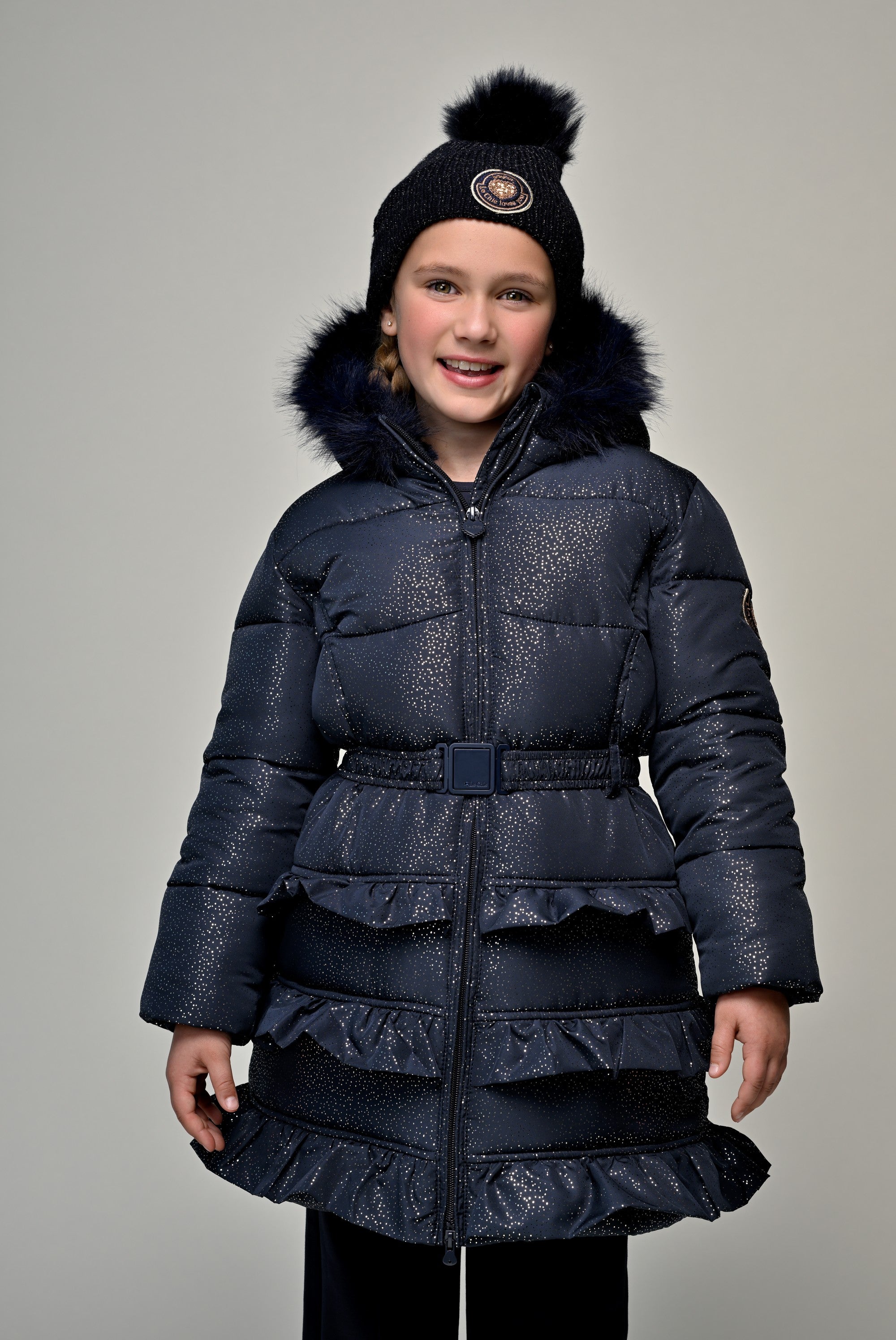 Le Chic ♥ Blight ♥ Winterjas Met Ruches *Donkerblauw*