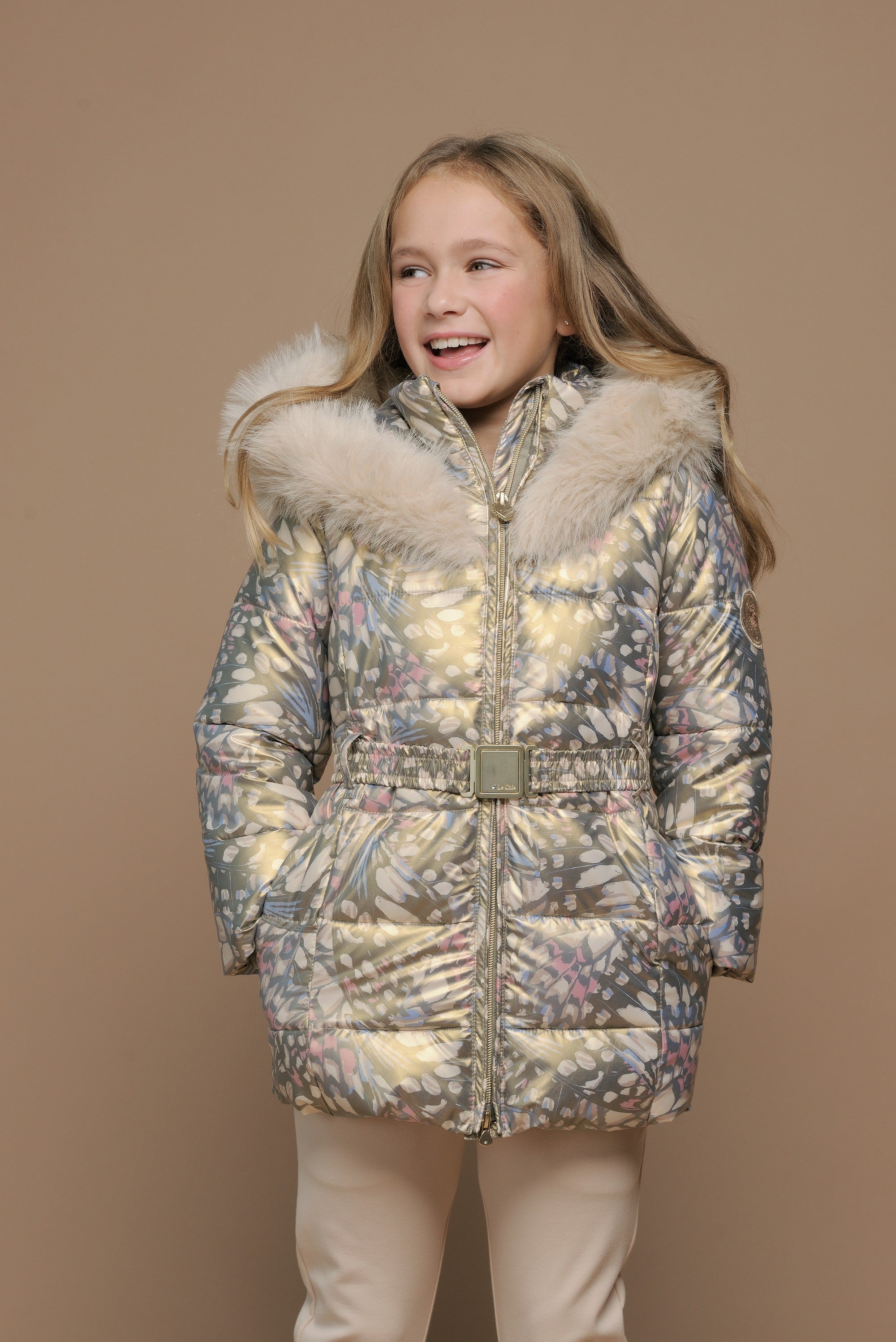Le Chic ♥ Bodette ♥ Winterjas Met Bontkraag *Print*