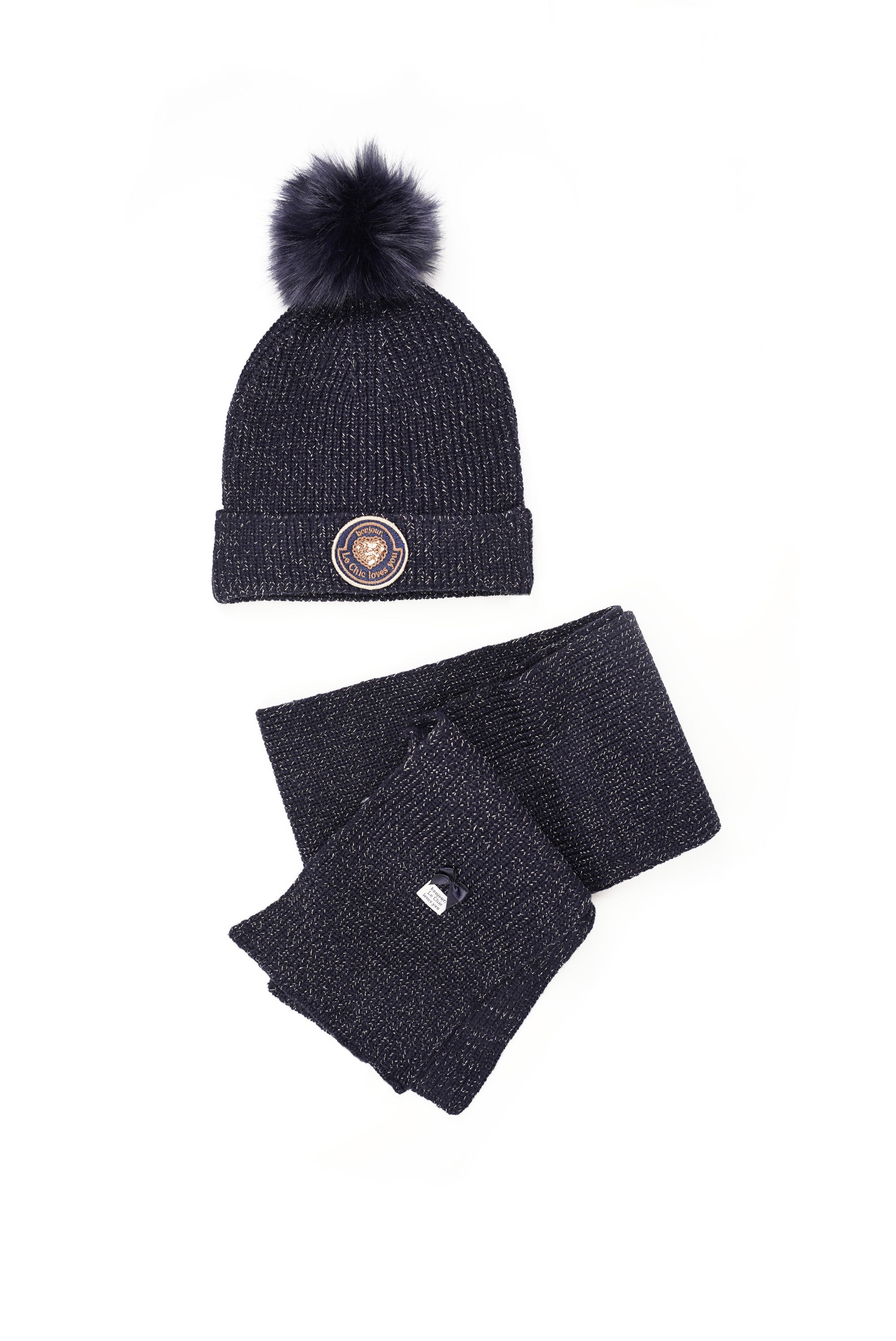 Le Chic ♥ Rosa ♥ Muts & Sjaal *Blauw*