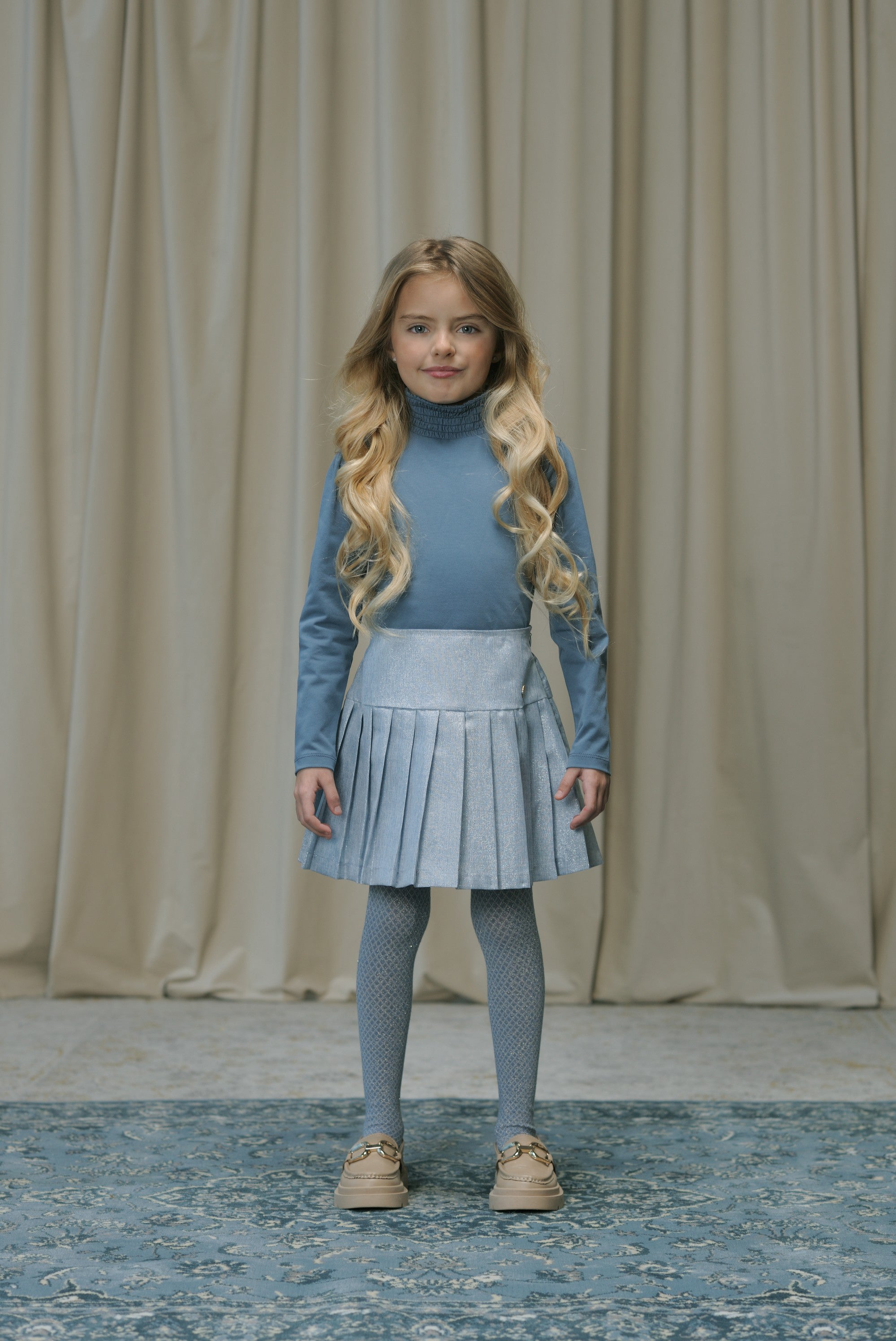 Le Chic♥ Nouchka ♥ T-Shirt Met Smock Kraag *Blauw*