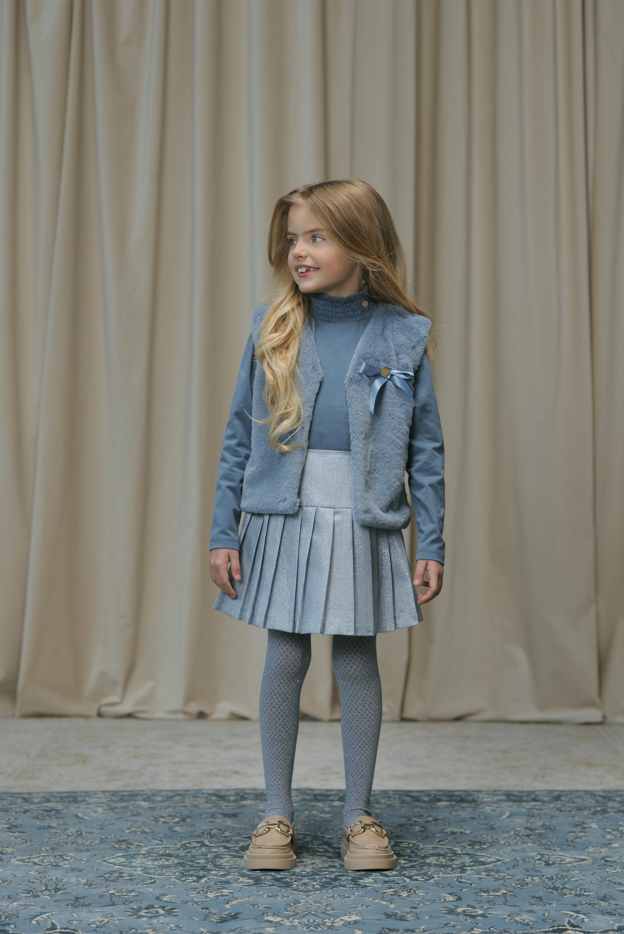 Le Chic♥ Nouchka ♥ T-Shirt Met Smock Kraag *Blauw*