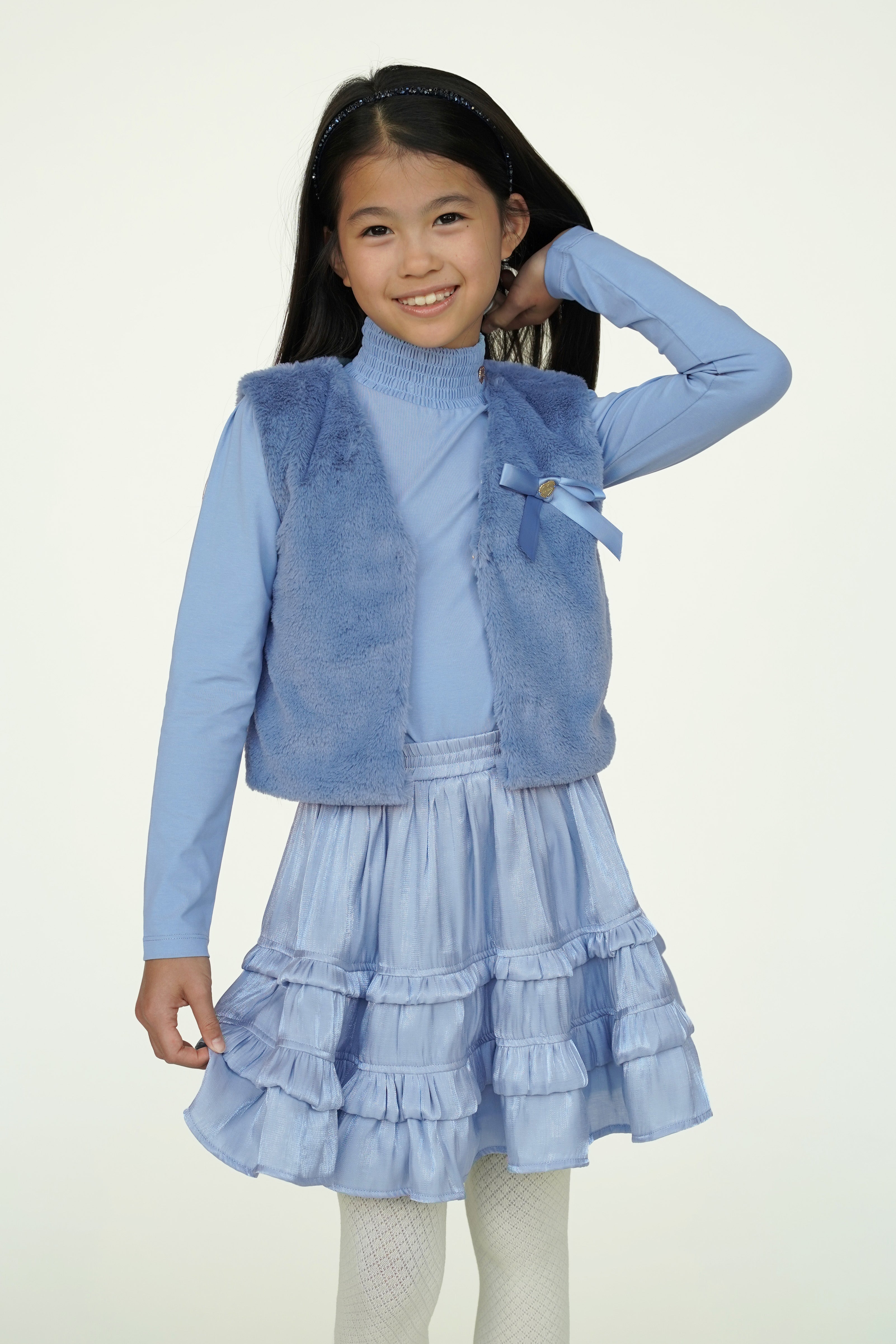 Le Chic♥ Thamsin ♥ Rok Met Ruches *Blauw*