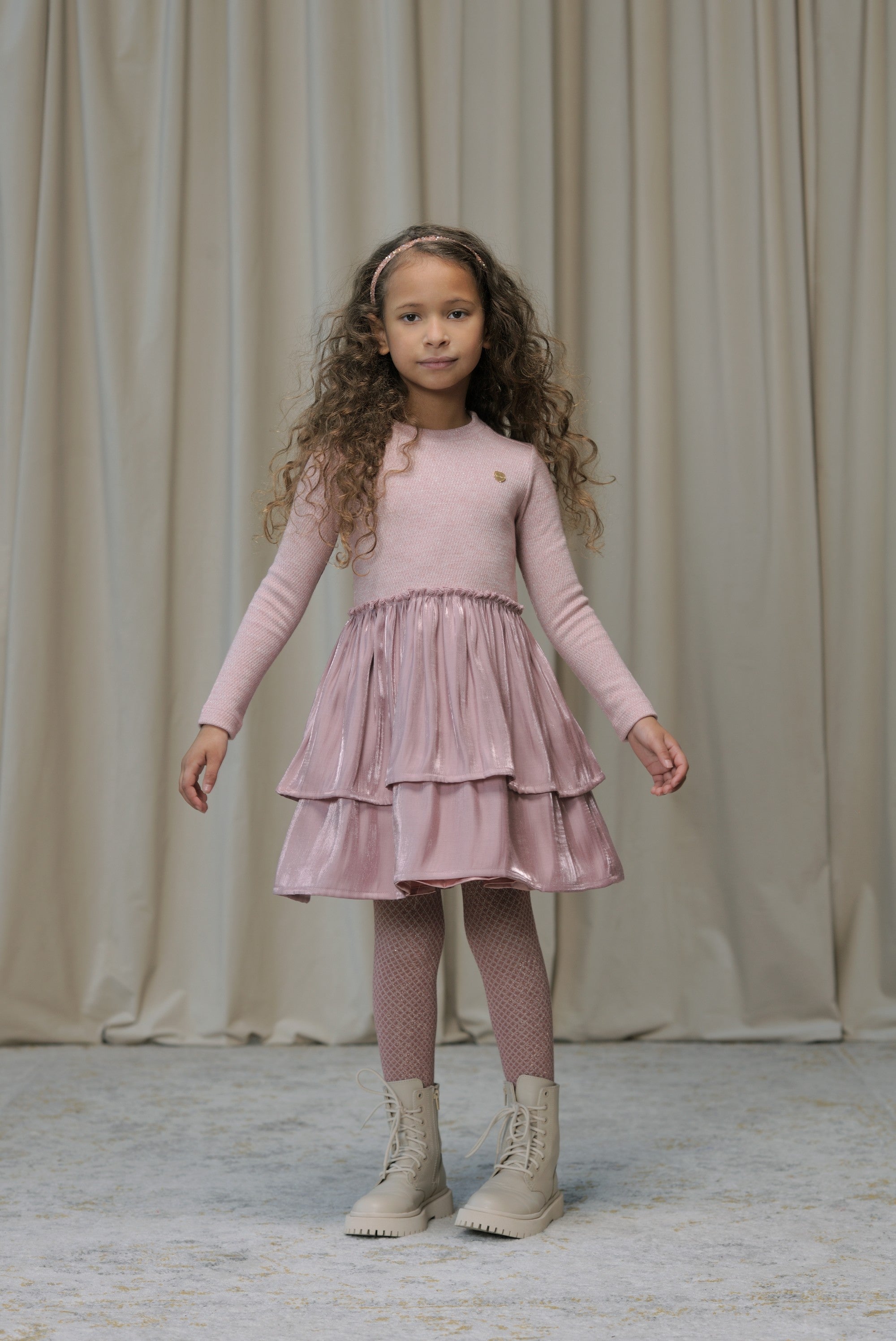 Le Chic♥ Simar ♥ Jurk Met Dubbele Rok *Roze*