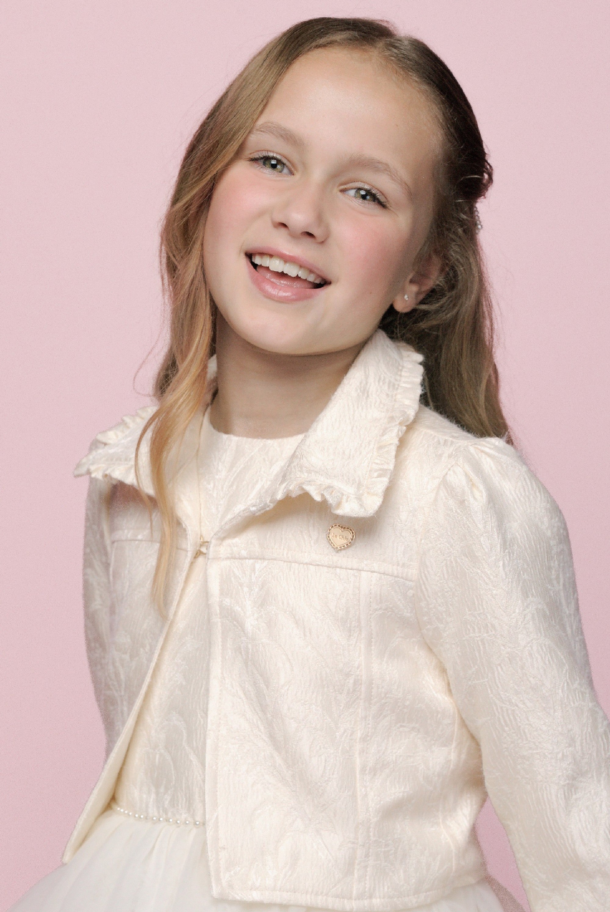 Le Chic AQUI damast jasje. Pearl