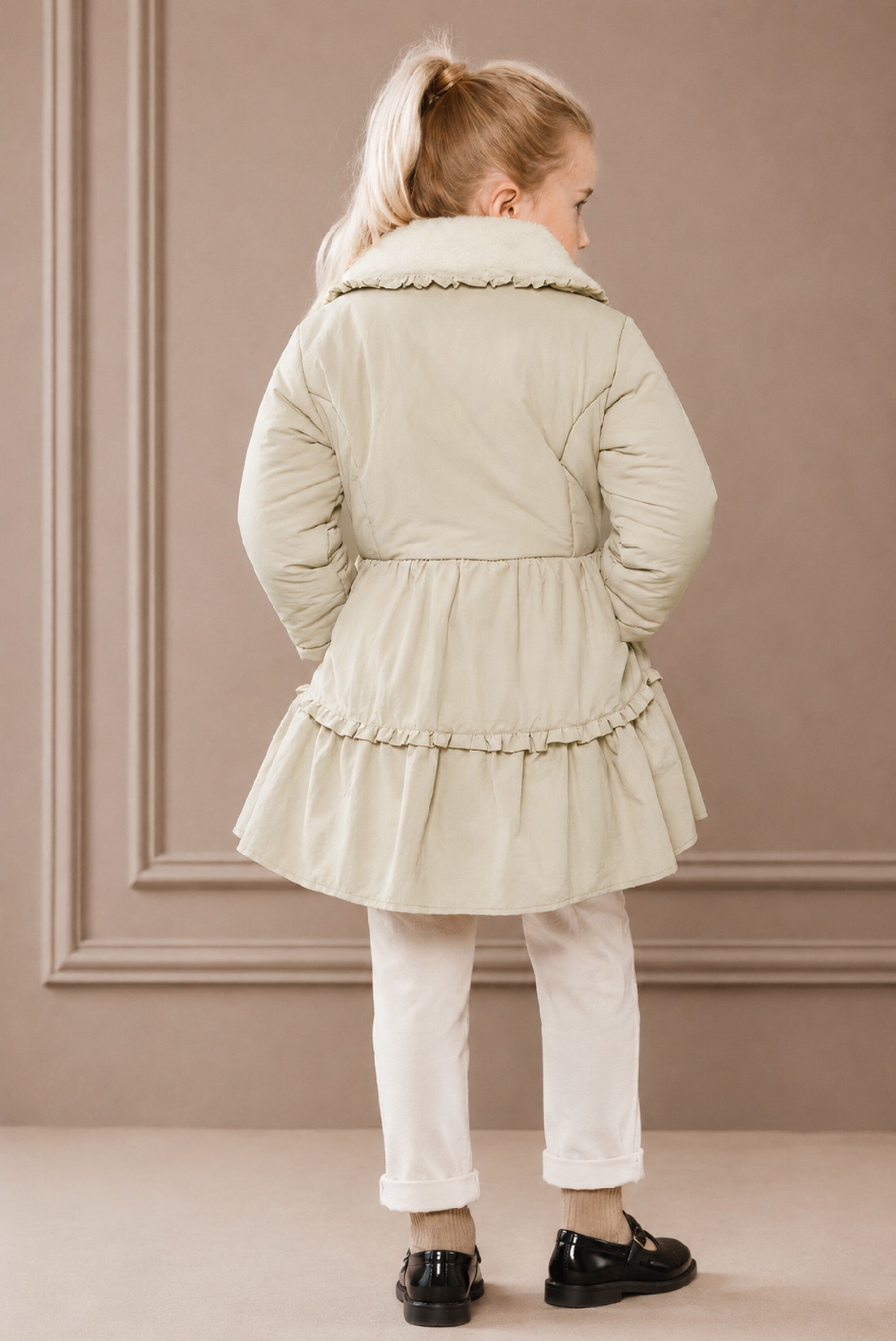 Le Chic BLANCHE ruffle winterjas - Dune Delight