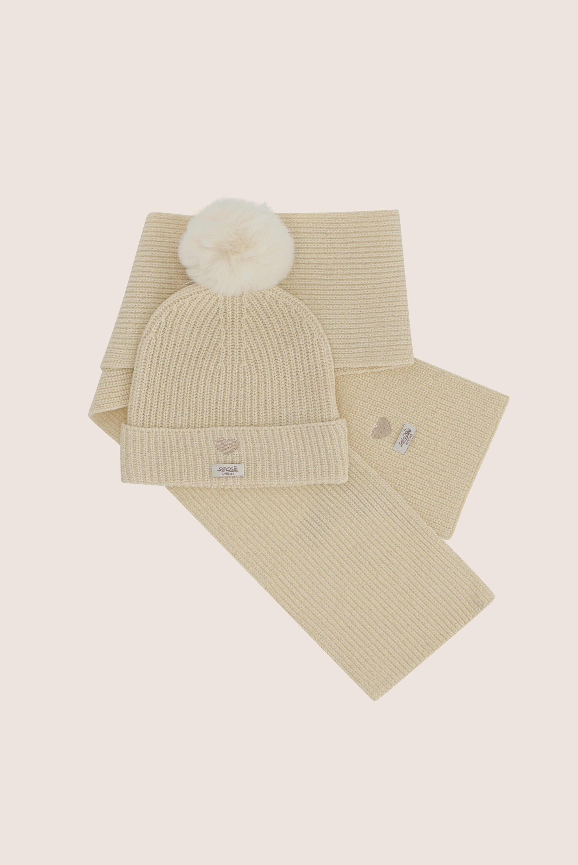 Le Chic ROSA & REYA muts & sjaal set - Antique White