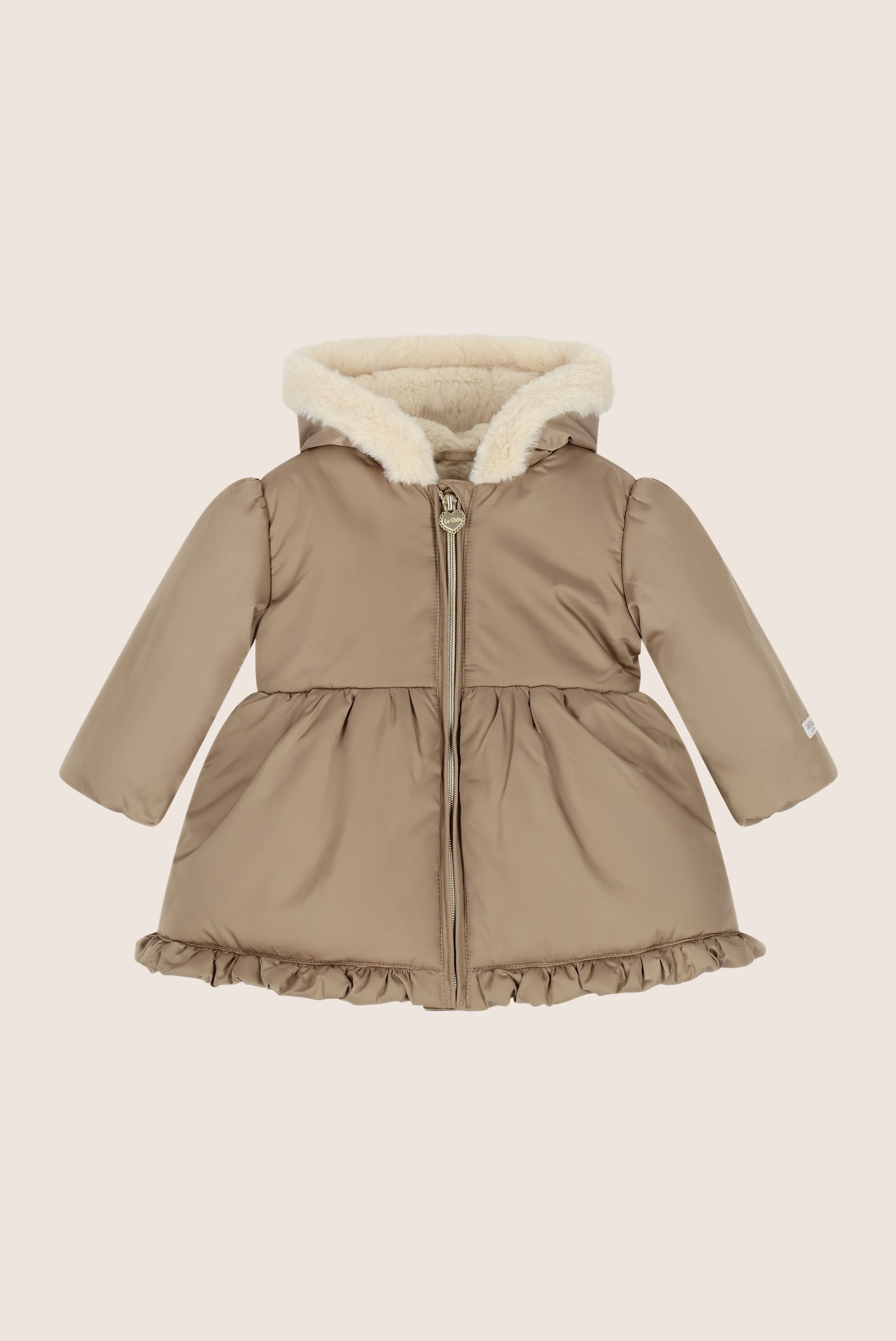 Le Chic Mini BELLY ruffle winterjasje - Dark Champagne