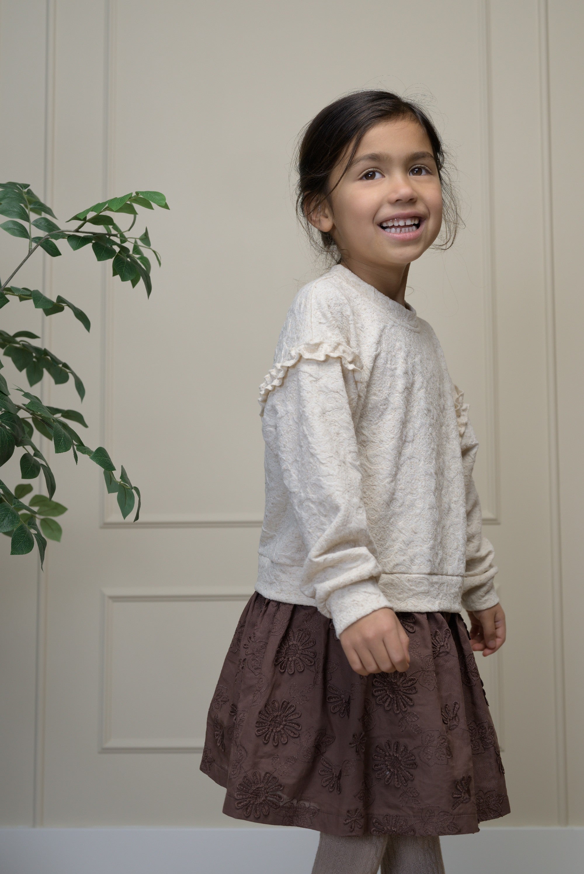Le Chic Saba Combi Jurk Met Choco Rok - Beige Melee