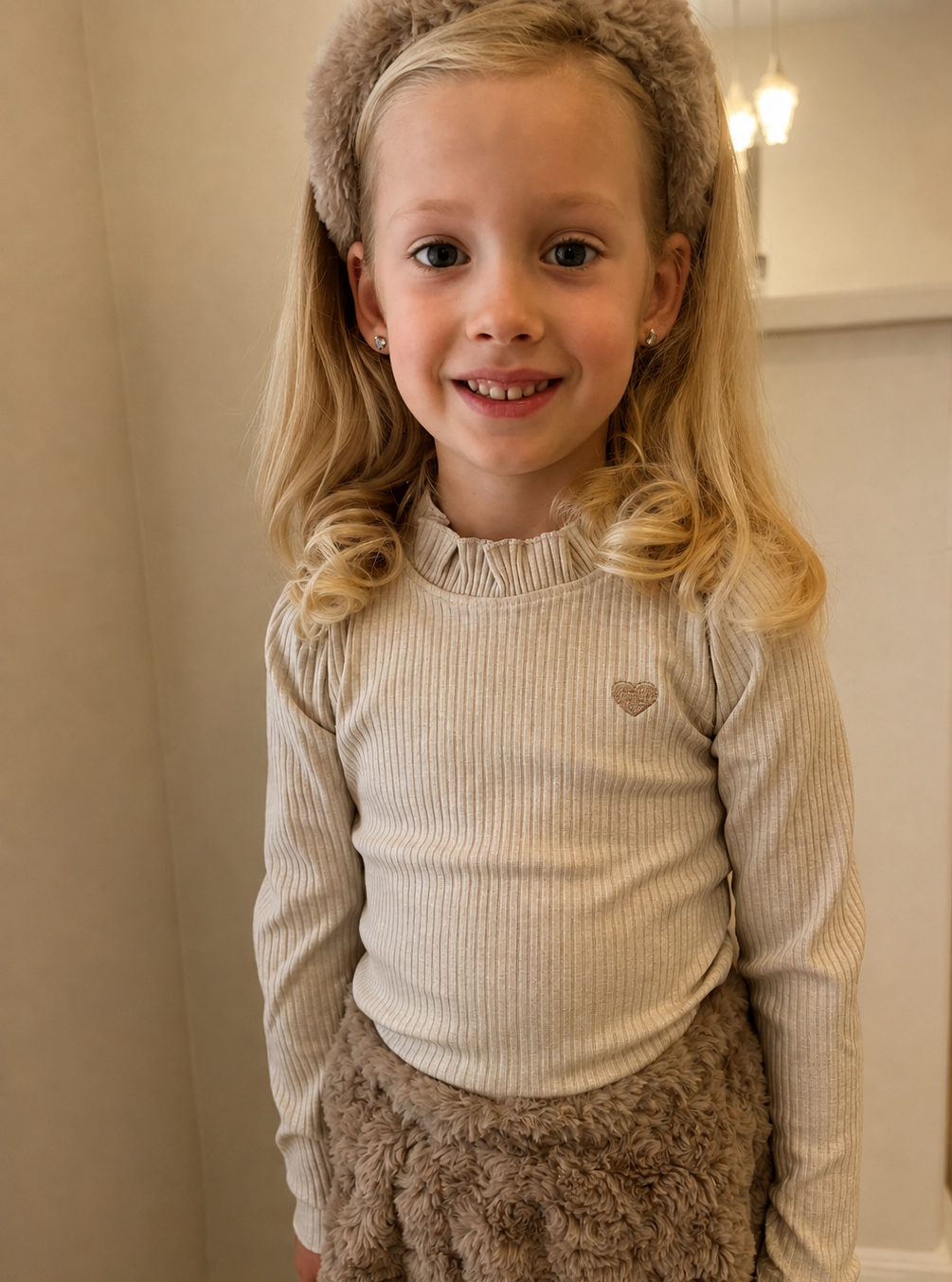 Le Chic Nova Rib Longsleeve - Beige Melee