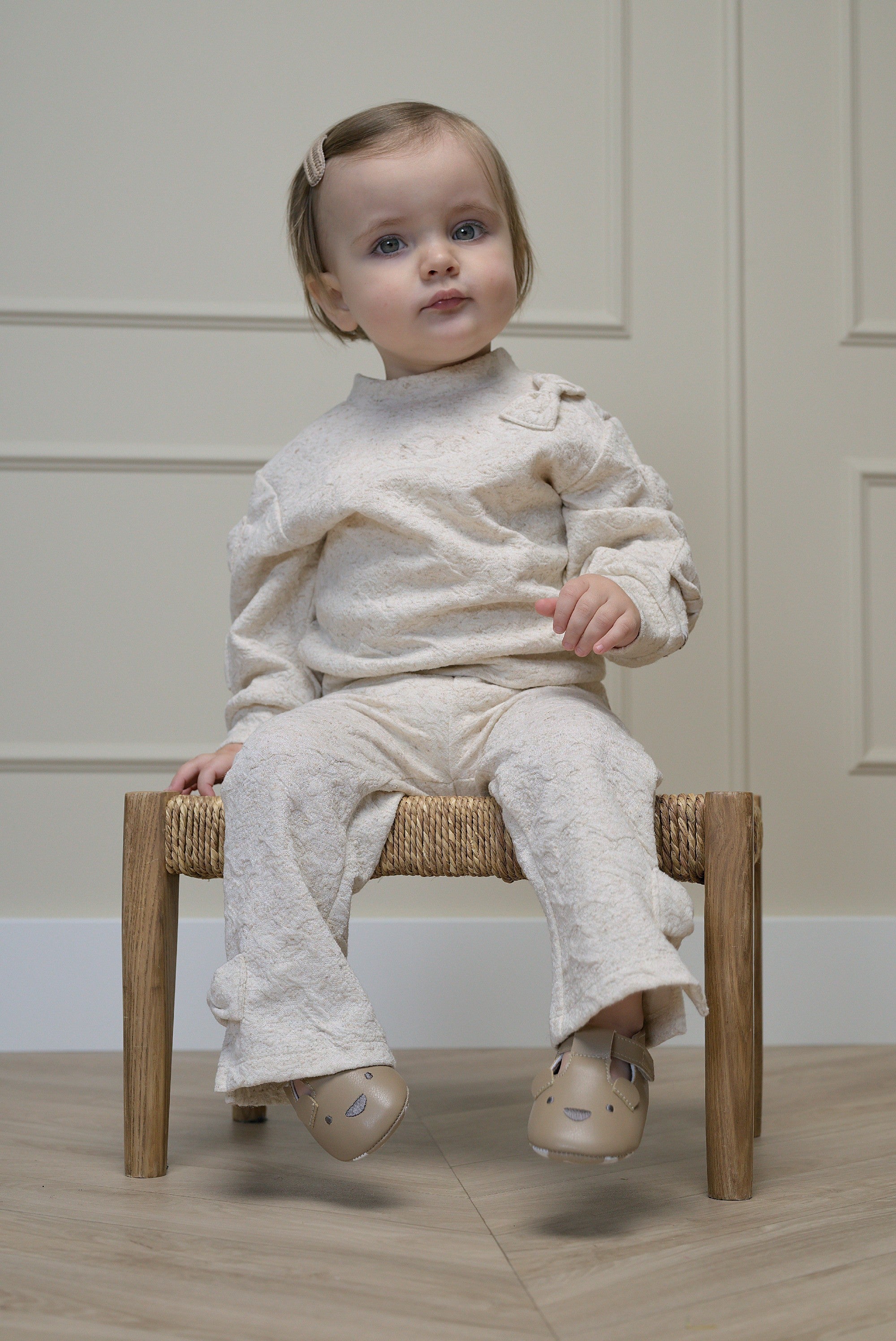 Le Chic Mini Ovy Sweater Met Strikken - Beige Melee