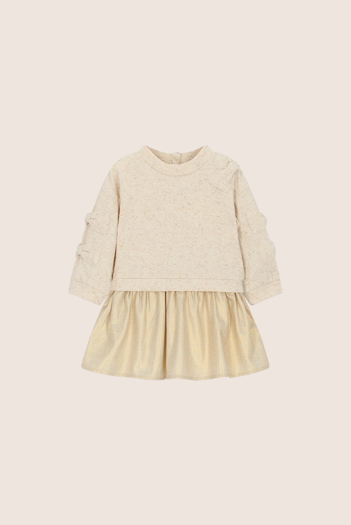 Le Chic Mini Saby Combi Jurkje Met Strikken - Beige Melee