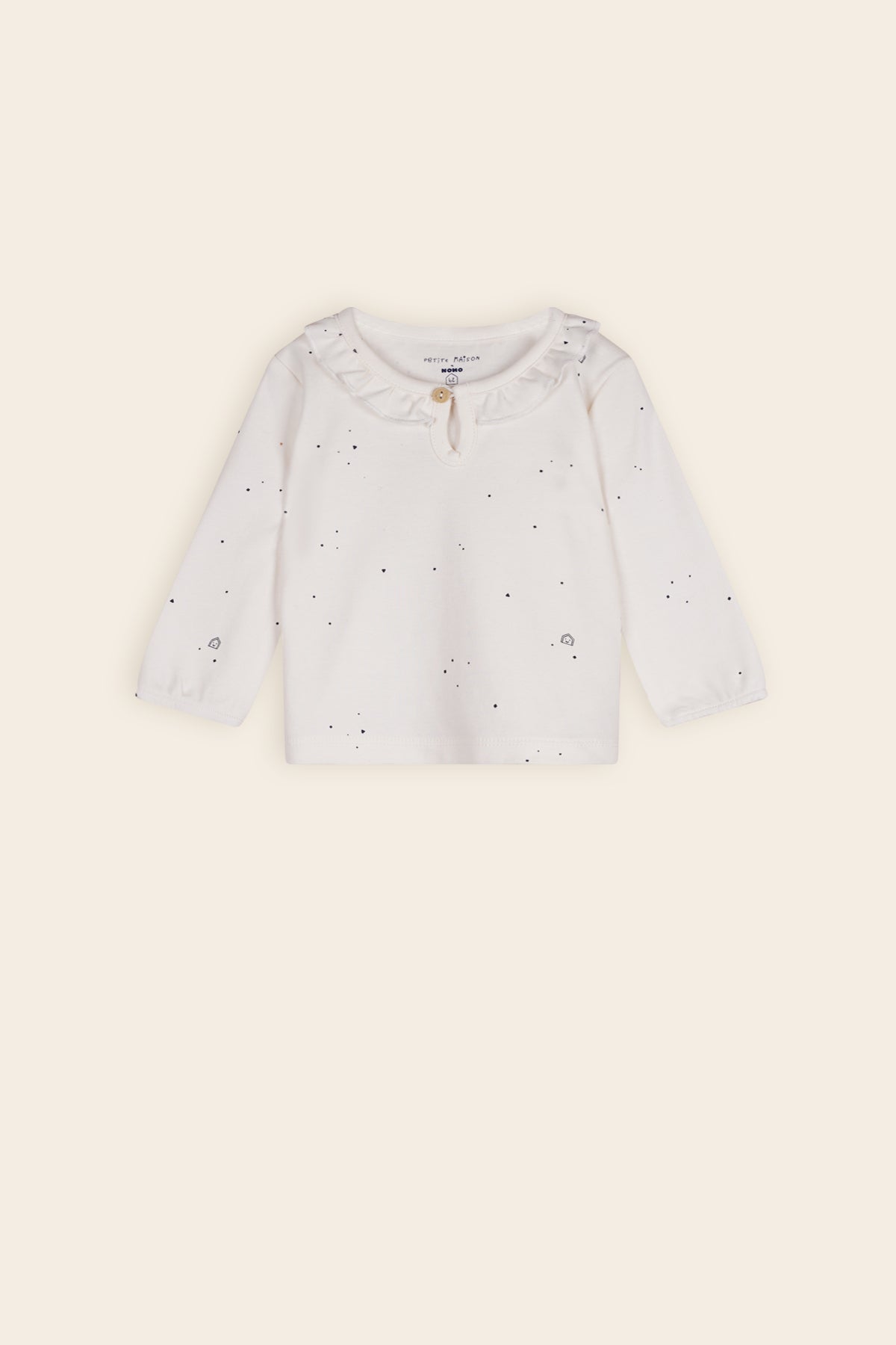 Petite Maison Kaya Tshirt met Ruffle detail AOP Navy