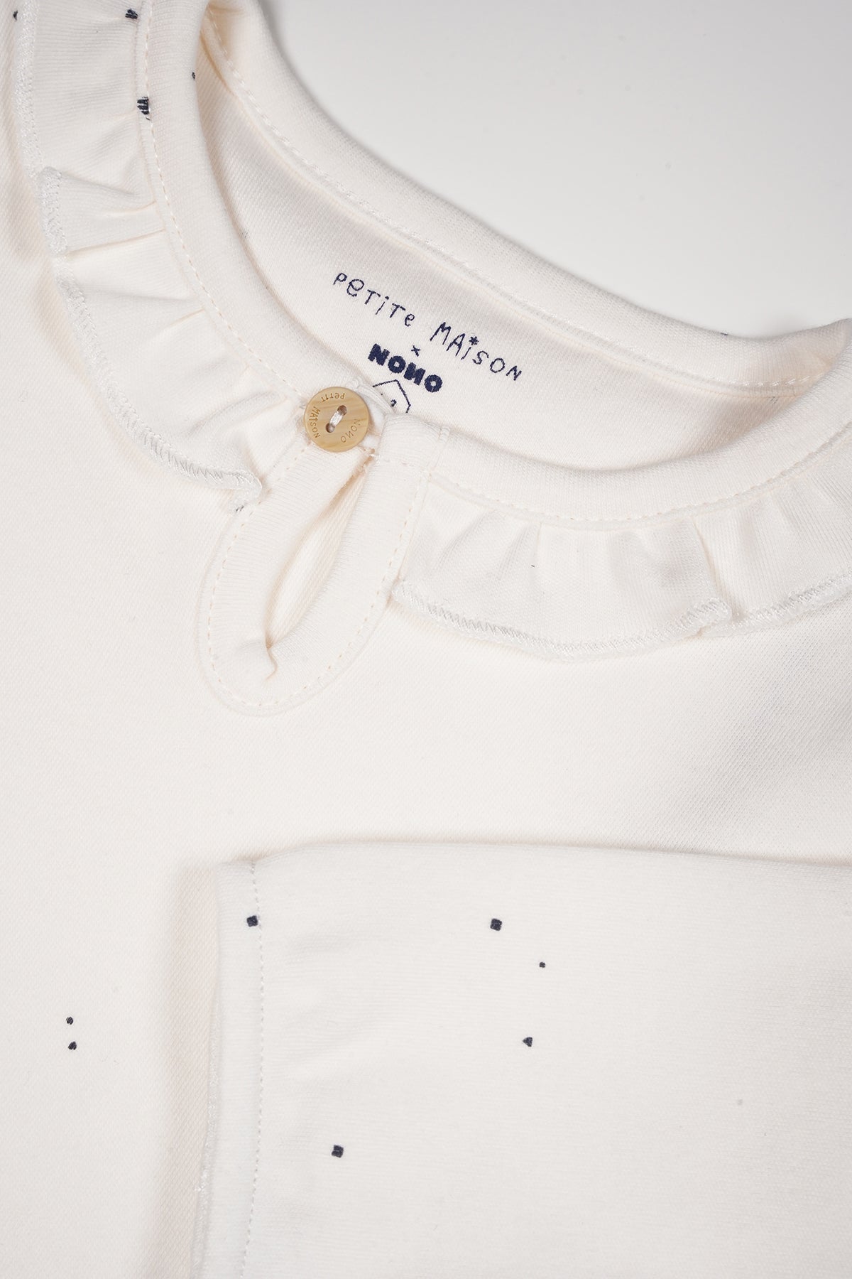 Petite Maison Kaya Tshirt met Ruffle detail AOP Navy