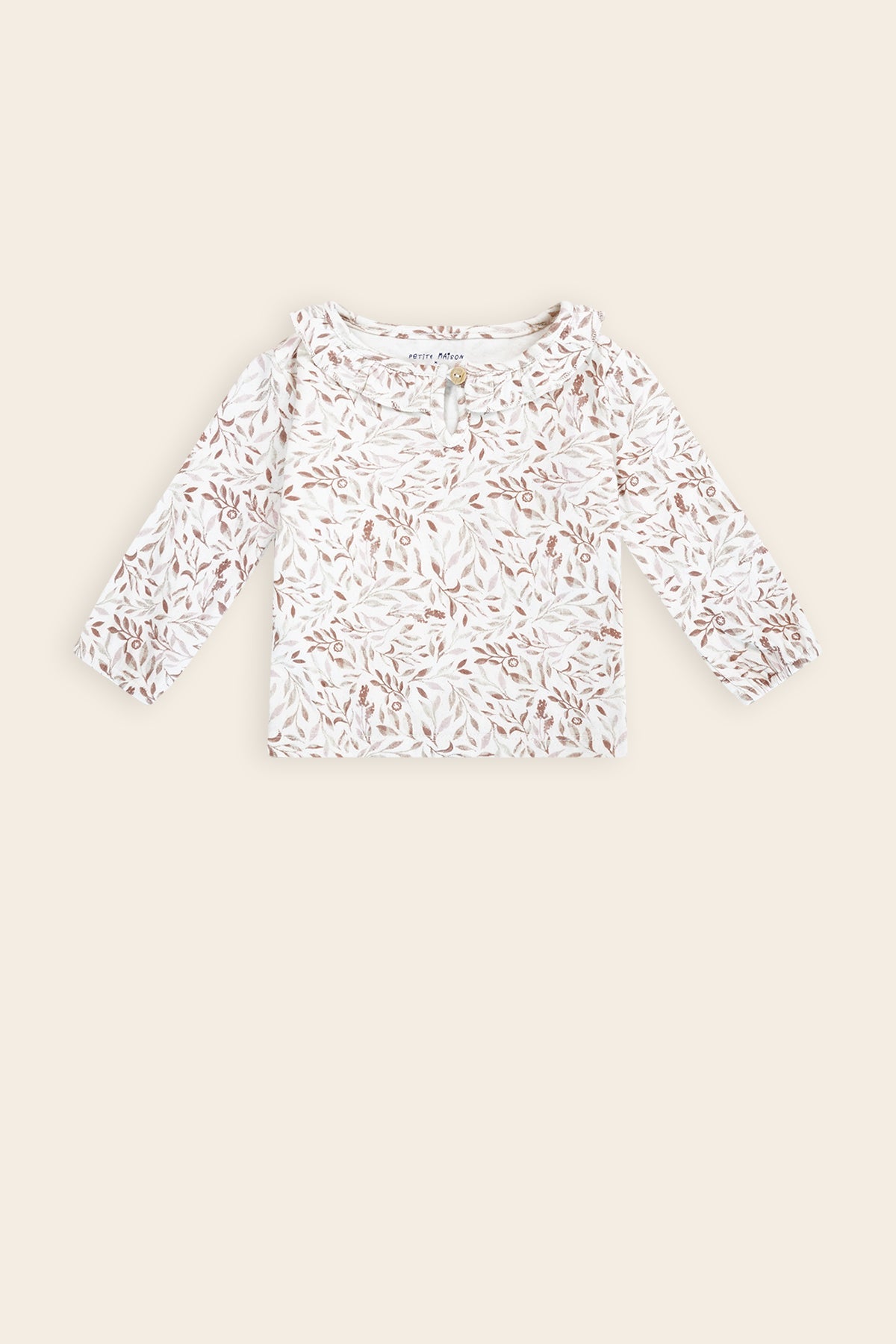 Petite Maison Kaya Tshirt met Ruffle detail Leaves AOP
