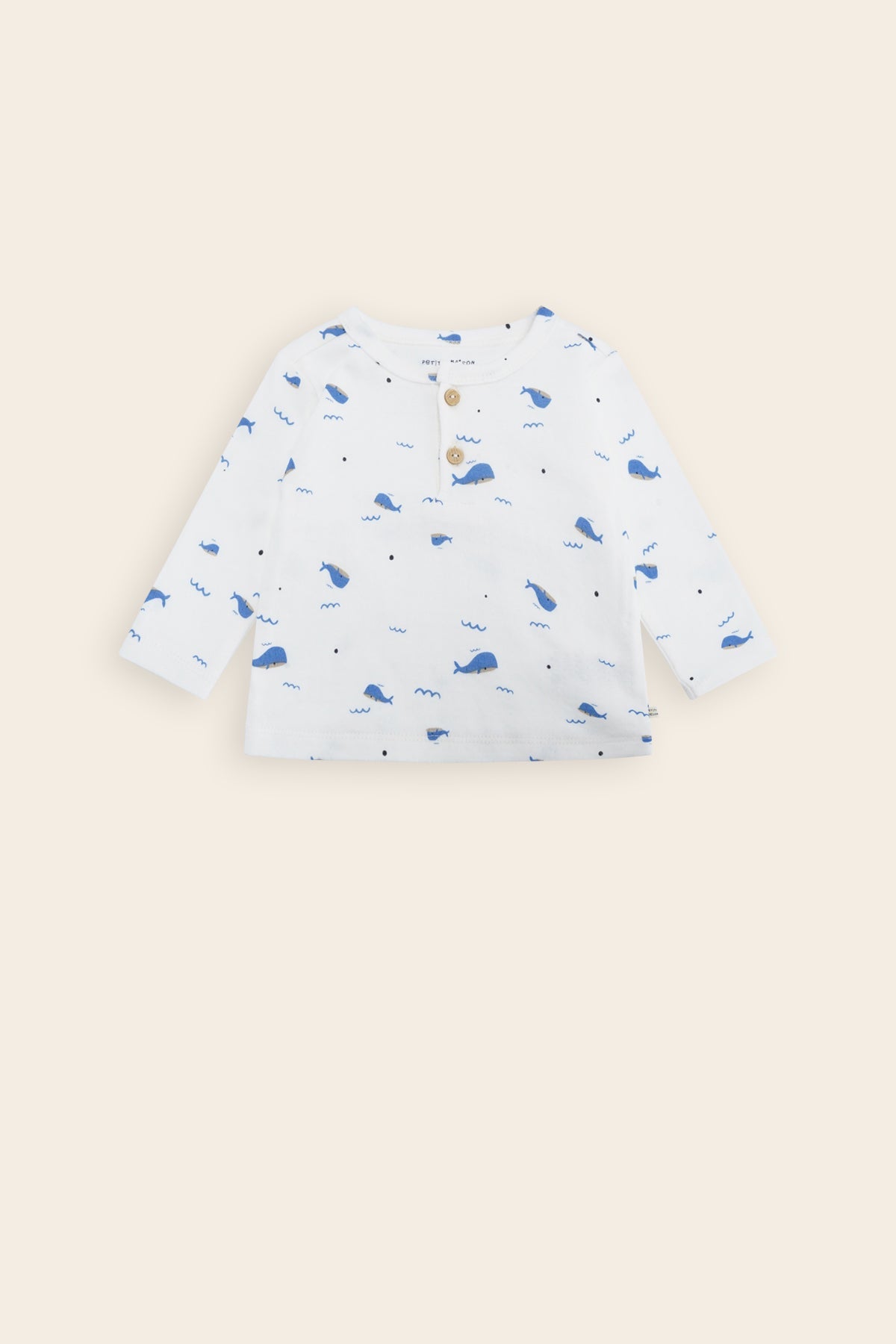 Petite Maison Ko Tshirt met Knoopjes Walvisprint Blauw