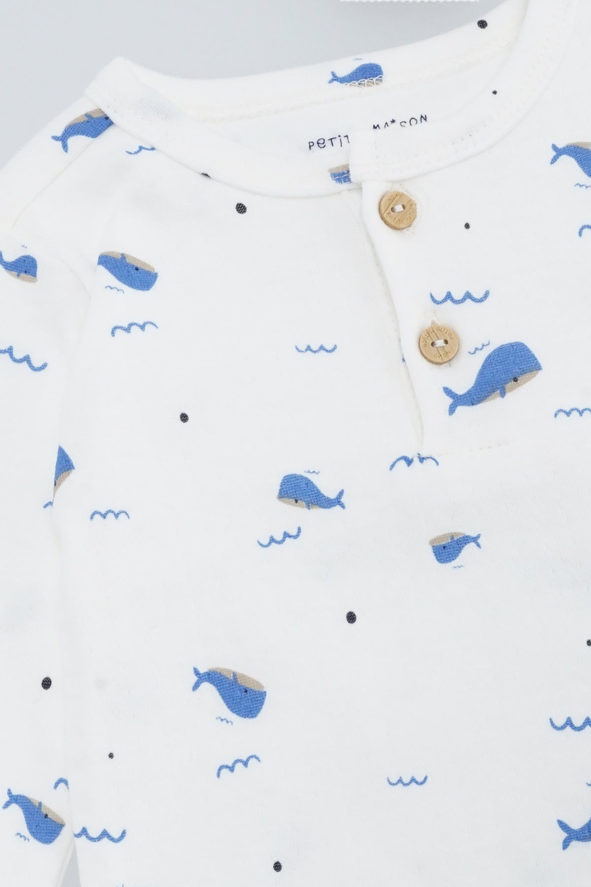 Petite Maison Ko Tshirt met Knoopjes Walvisprint Blauw