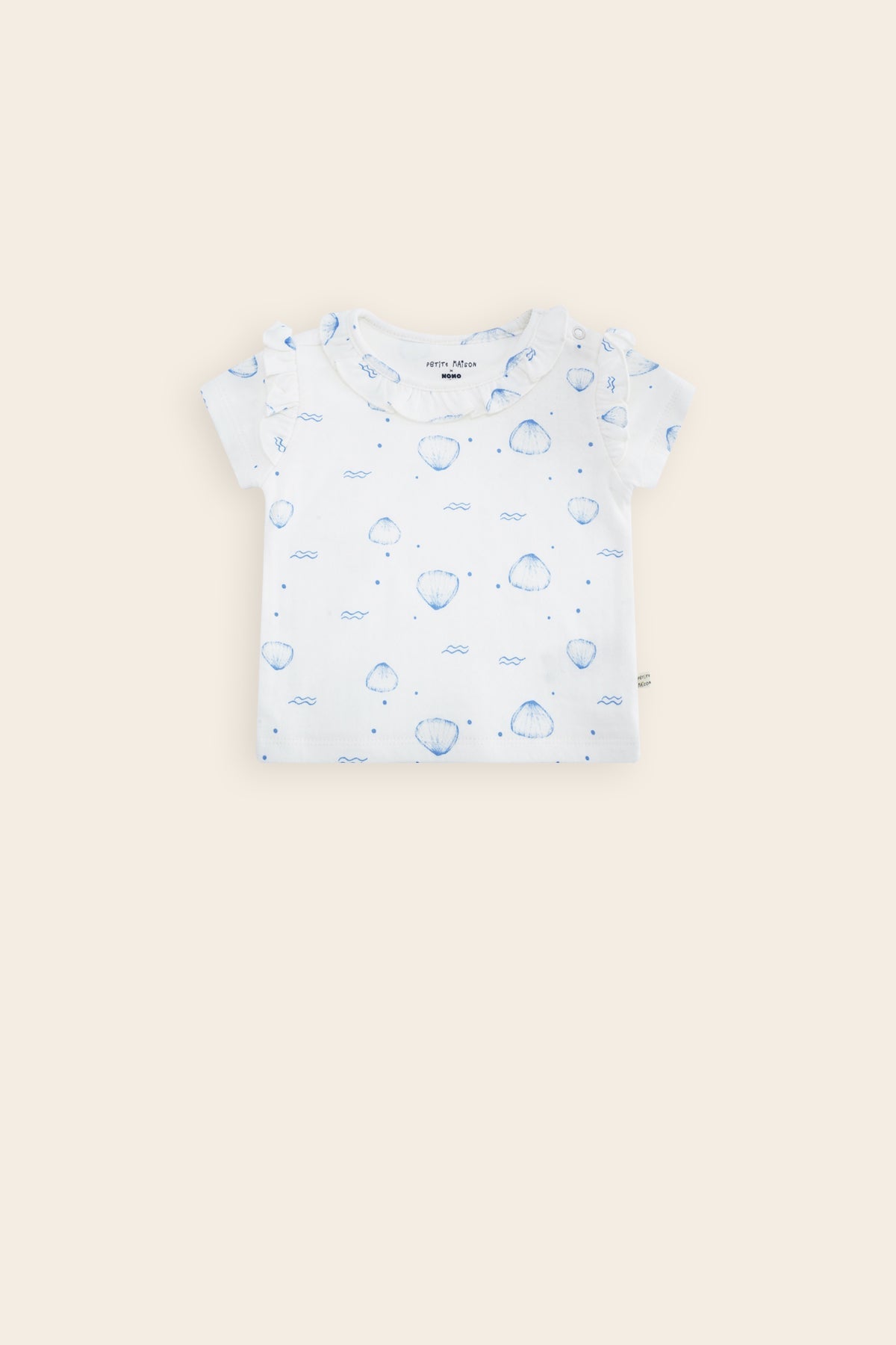 Petite Maison Kayak Tshirt met Ruffle Schelpen Print Blauw