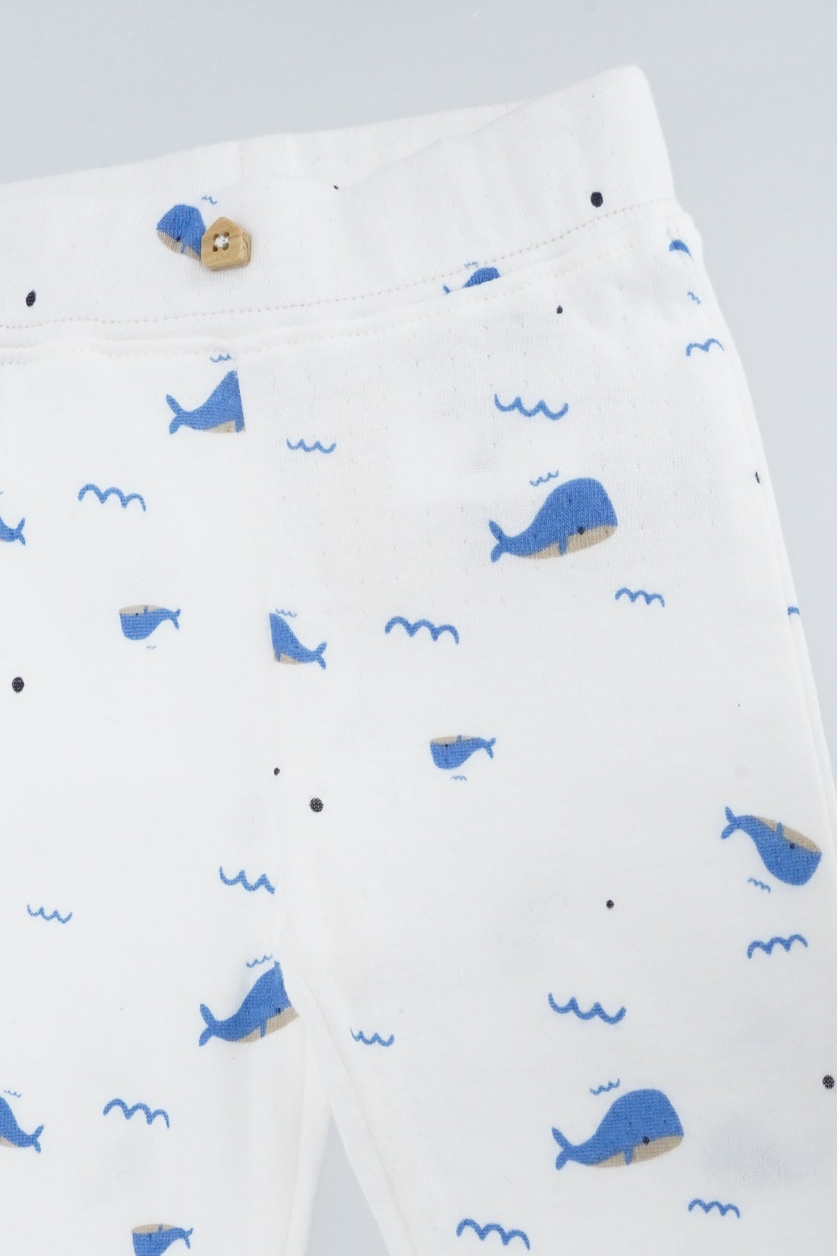 Petite Maison Sky Jersey Broek met Knoopje Walvisprint Blauw