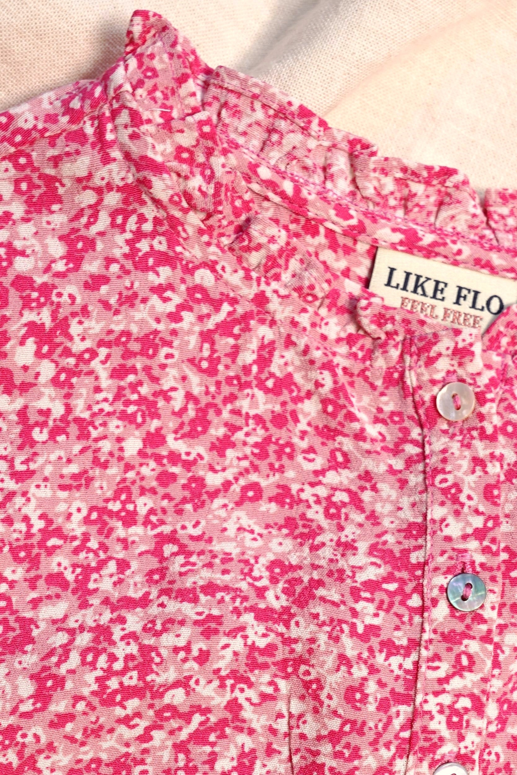 LikeFLO Flo Girls Aop Small Flower Ruffle Blouse - LikeFlo