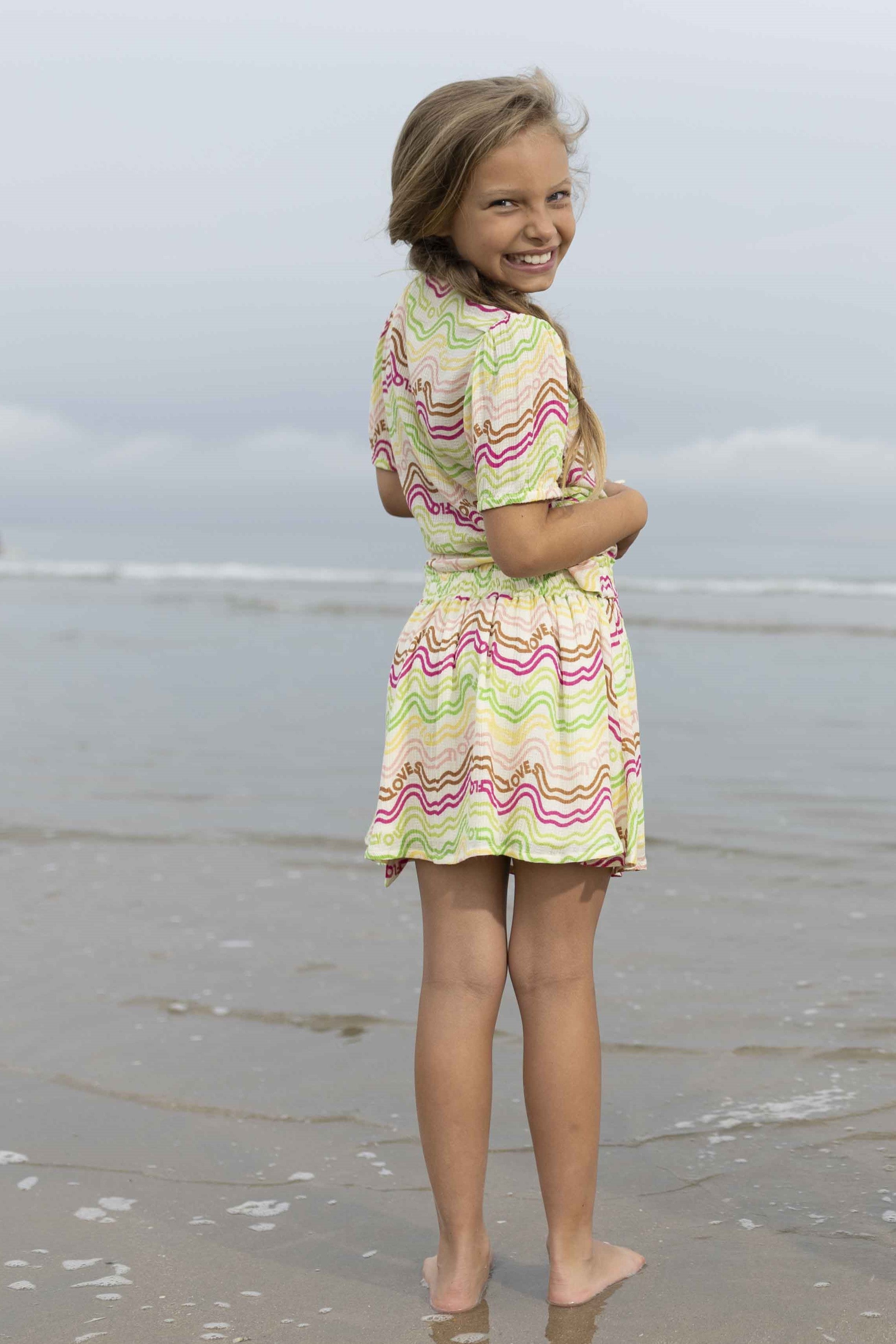 LikeFLO Flo Girls Fancy Woven Rainbow Skirt With Belt - LikeFlo