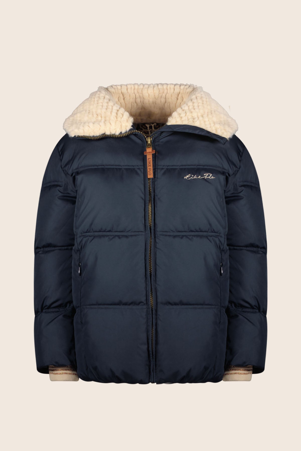 LikeFLO Girls Amaya Flo Girls Short Fancy Hooded Jacket Navy - LikeFlo