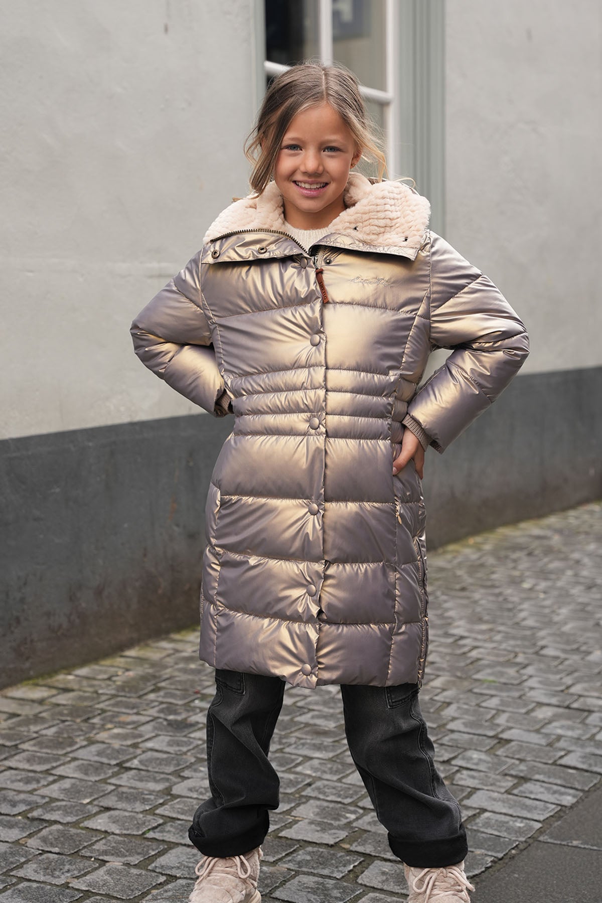 LikeFLO Girls Abby Flo Girls Long Fancy Hooded Jacket Mud - LikeFlo