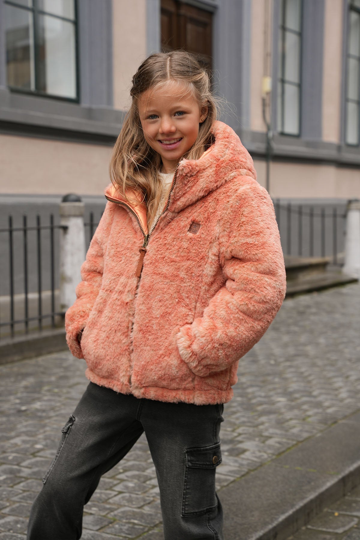 LikeFLO Girls Aimee Flo Girls Reversible Hooded Jacket Warm Orange - LikeFlo
