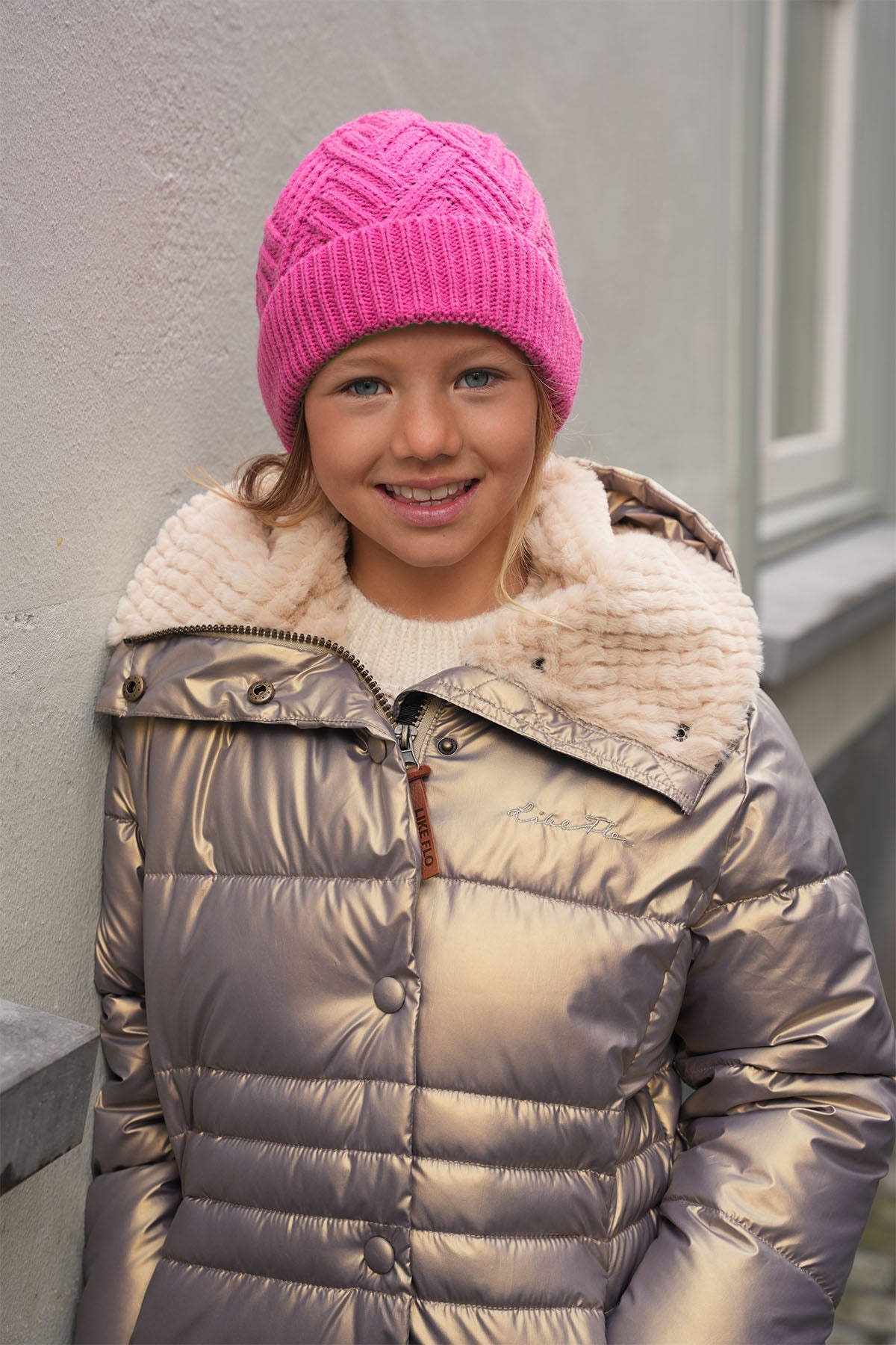 LikeFLO Girls Naomi Flo Girls Knitted Scarf + Hat Pink - LikeFlo