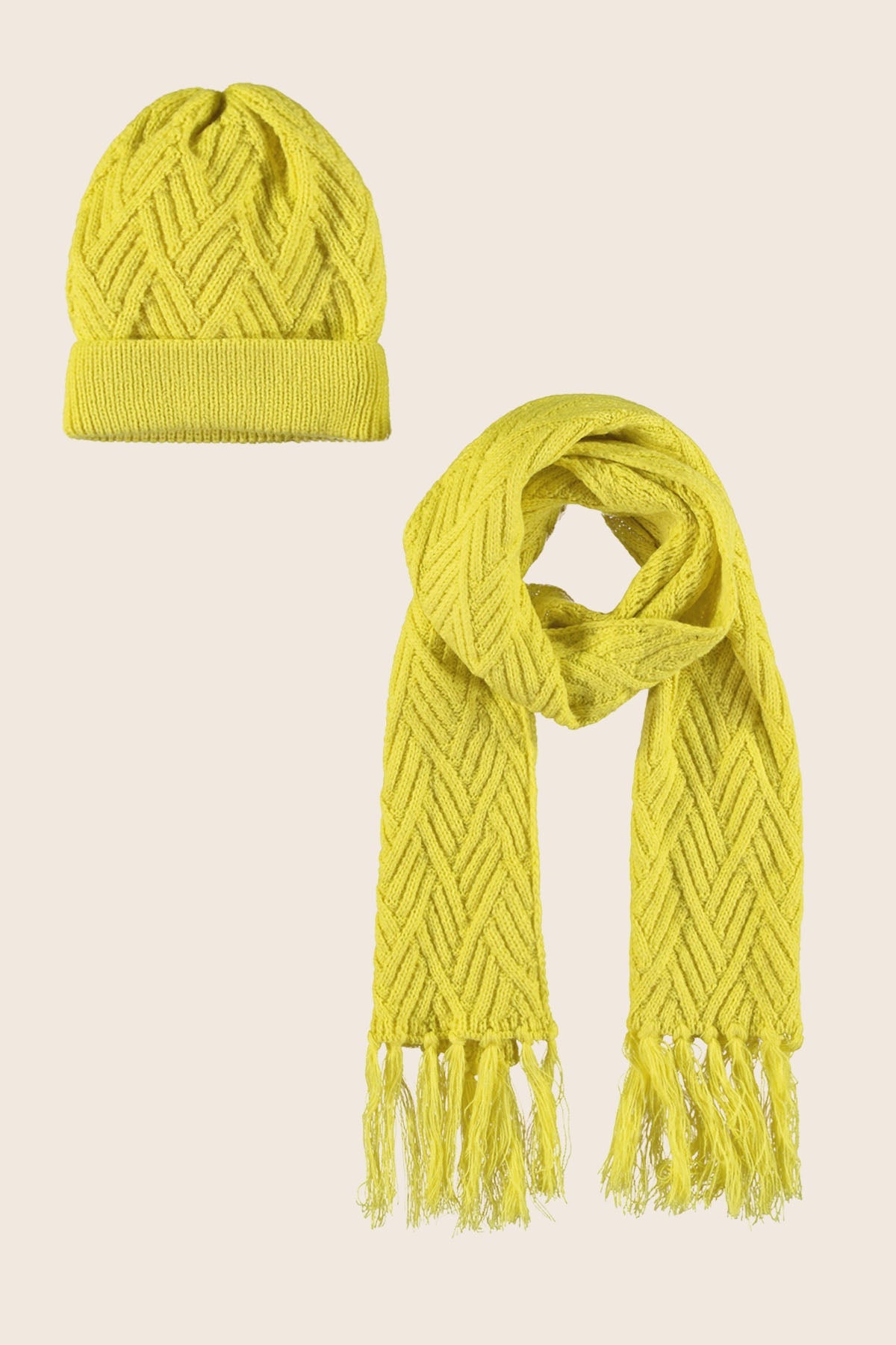 LikeFLO Girls Naomi Flo Girls Knitted Scarf + Hat Lemon - LikeFlo