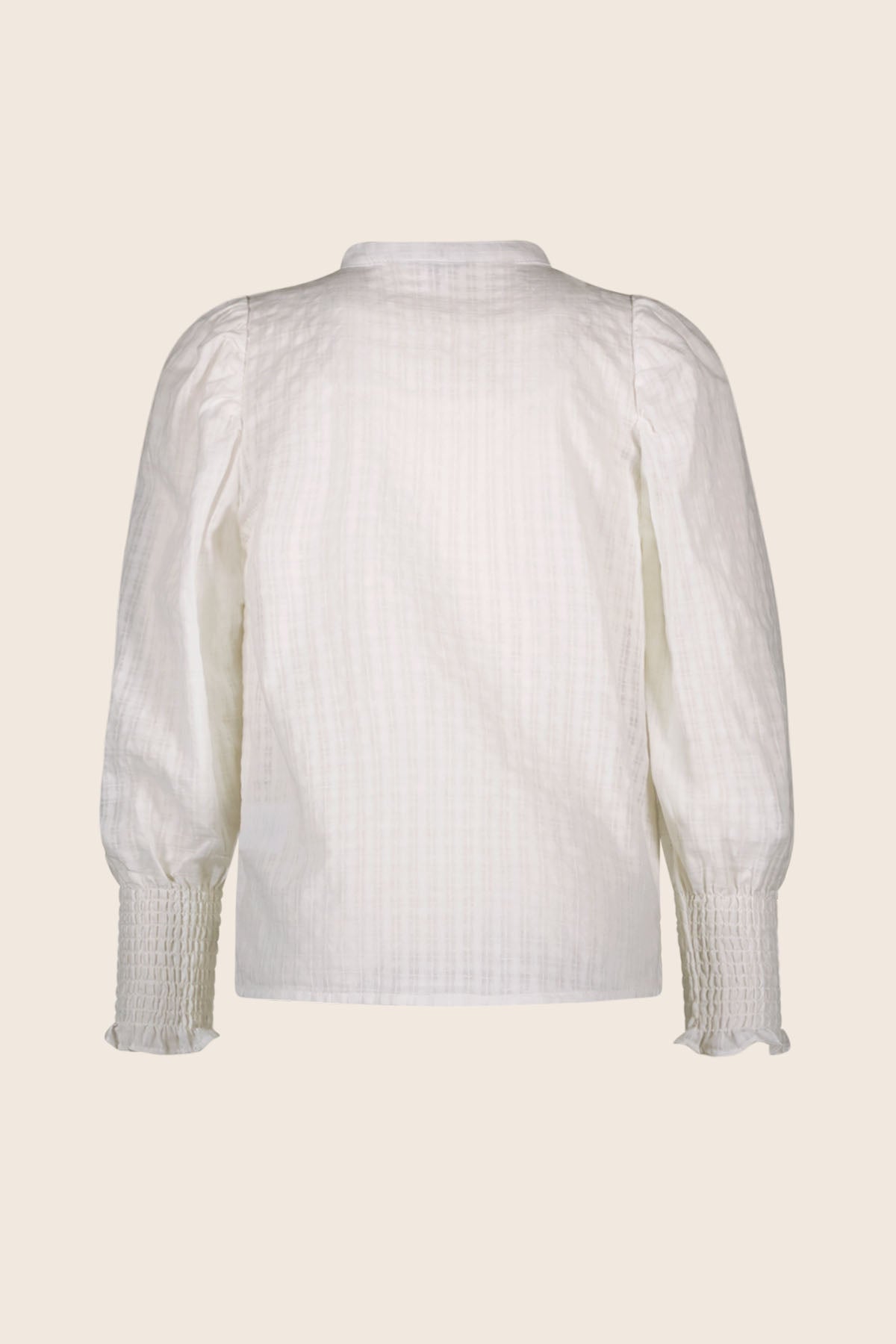 LikeFLO Girls Coco Flo Off-White Blouse With Smock Cuff, Front Closure, Lace Fabric Off White - LikeFlo